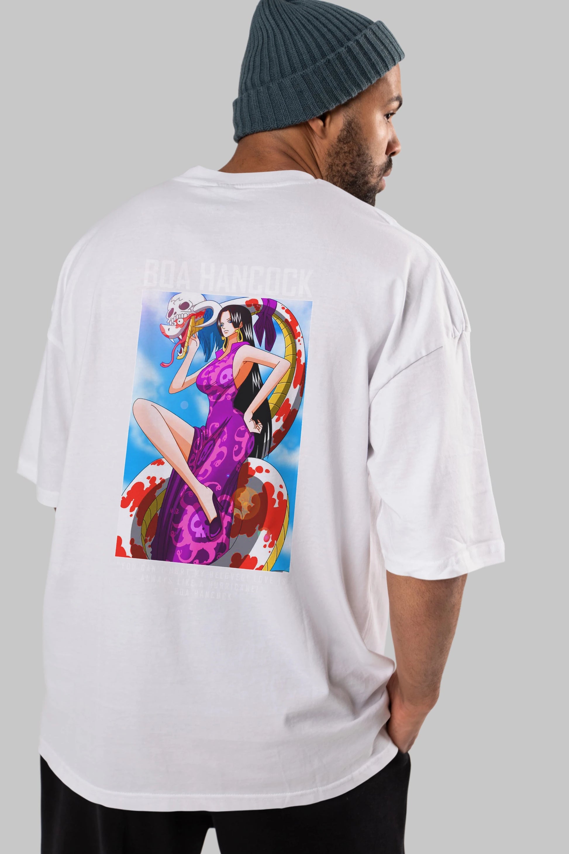 Boa Hancock Anime Arka Baskılı Oversize t-shirt Erkek Kadın Unisex %100 pamuk tişort