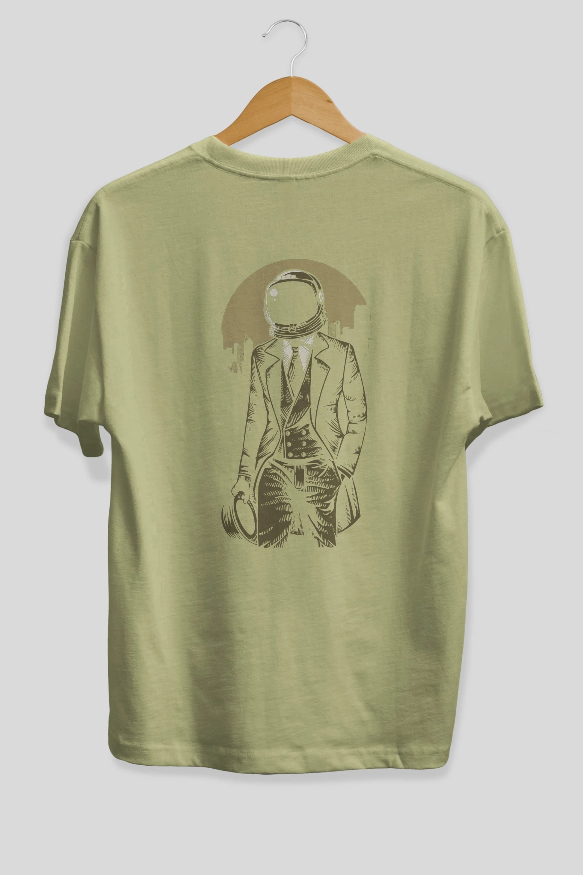 Classic Astronaut Arka Baskılı Oversize t-shirt Erkek Kadın Unisex %100 Pamuk