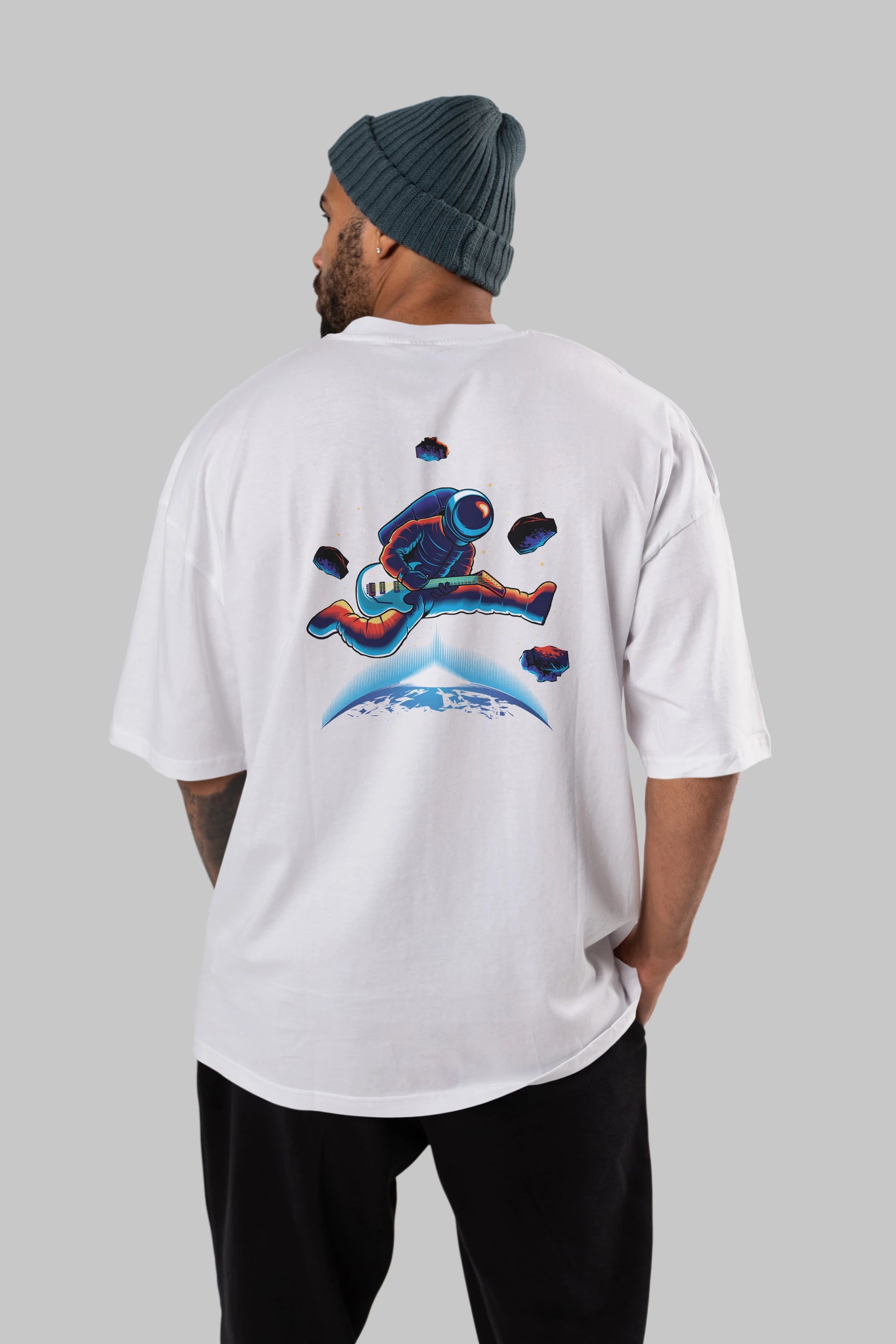 Astroguitar Arka Baskılı Oversize t-shirt Erkek Kadın Unisex