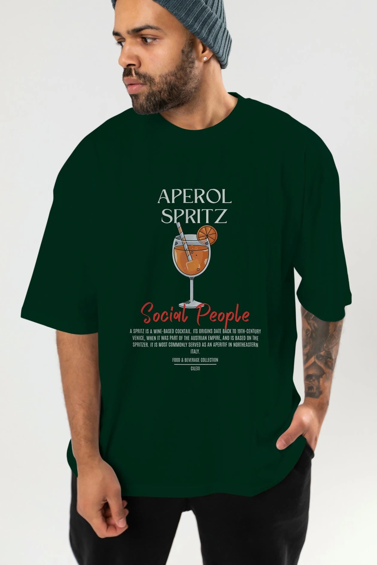 Aperol Sprıtz Kokteyl Serisi ön Baskılı Oversize t-shirt Erkek Kadın %100 Pamuk Bisiklet Yaka tişort