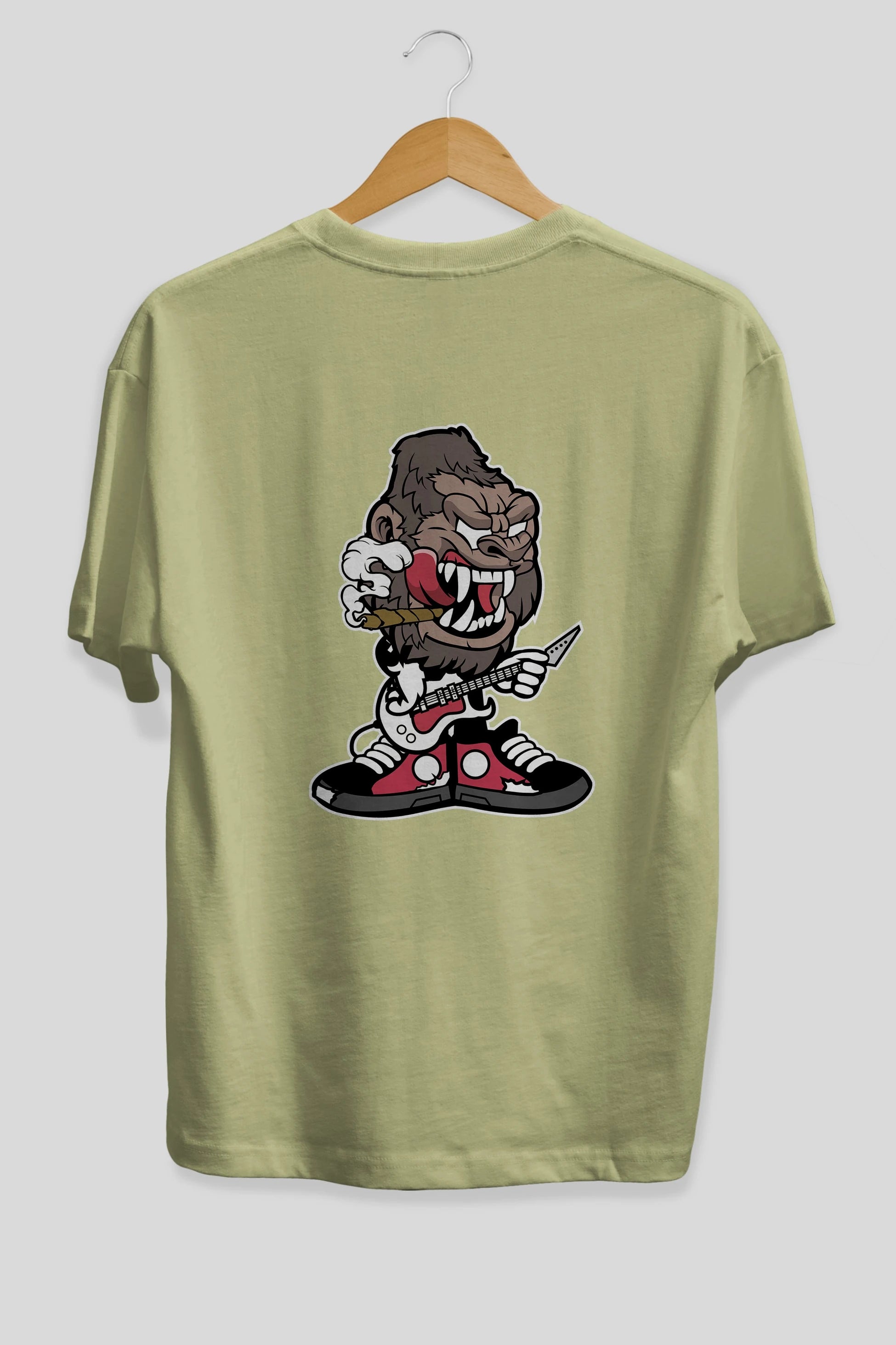 Gorilla Rock Star Arka Baskılı Oversize t-shirt Erkek Kadın Unisex %100 Pamuk tişort