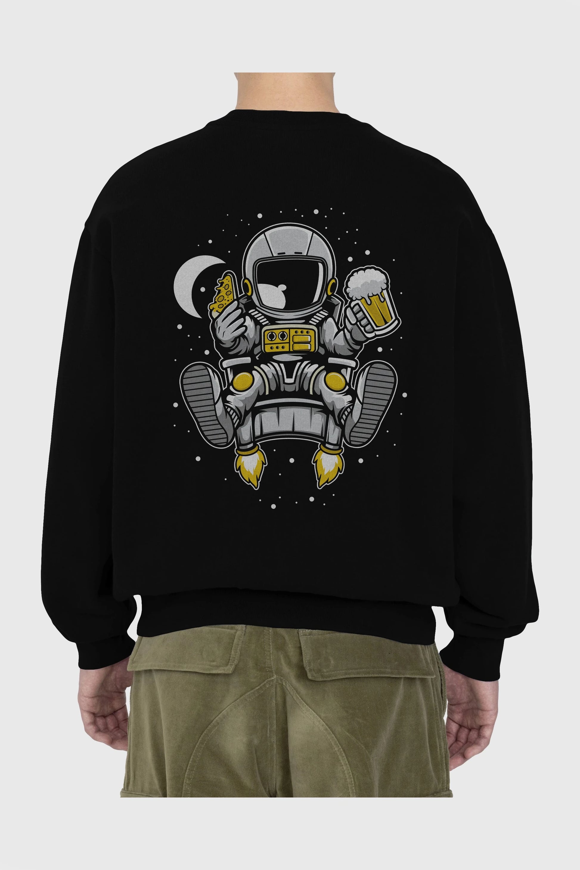 Astronaut Relax (2) Arka Baskılı Oversize Sweatshirt Erkek Kadın Unisex