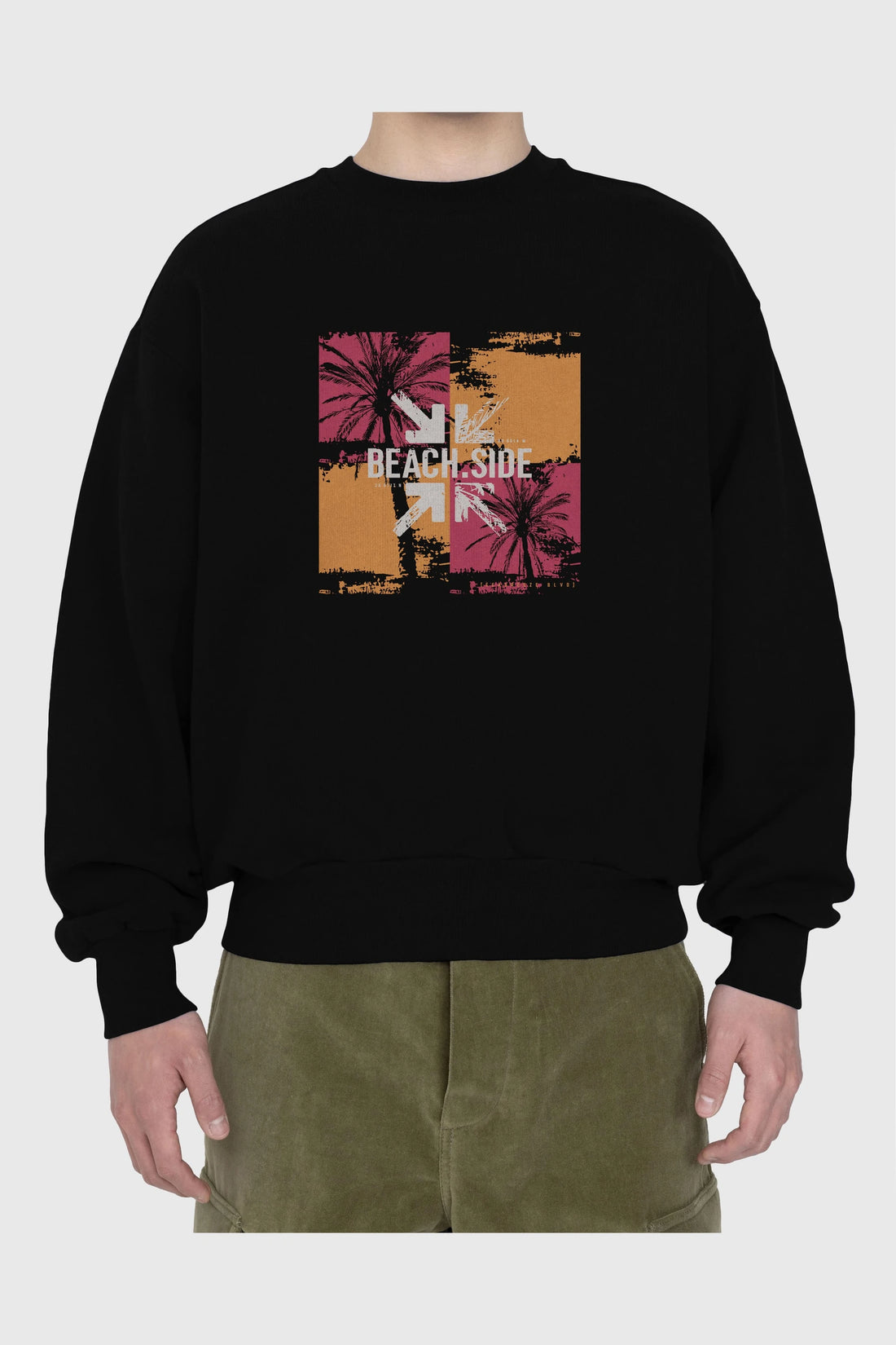 Beach Side Ön Baskılı Oversize Sweatshirt Erkek Kadın Unisex
