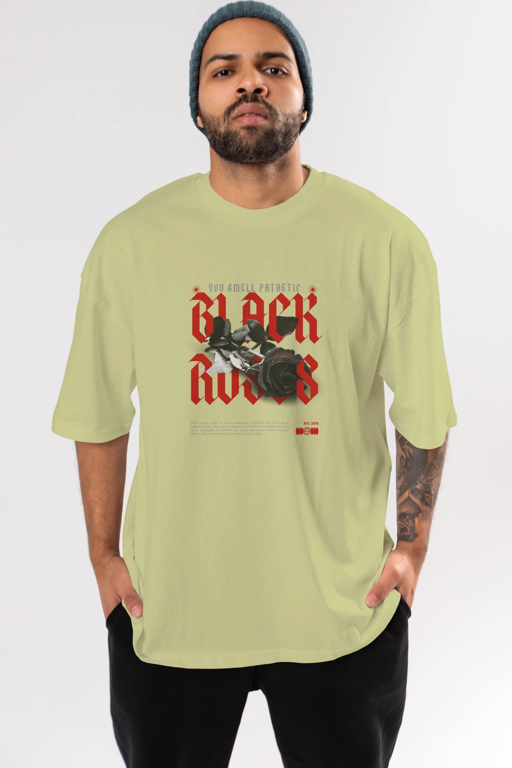 Black Roses Ön Baskılı Oversize t-shirt Erkek Kadın Unisex