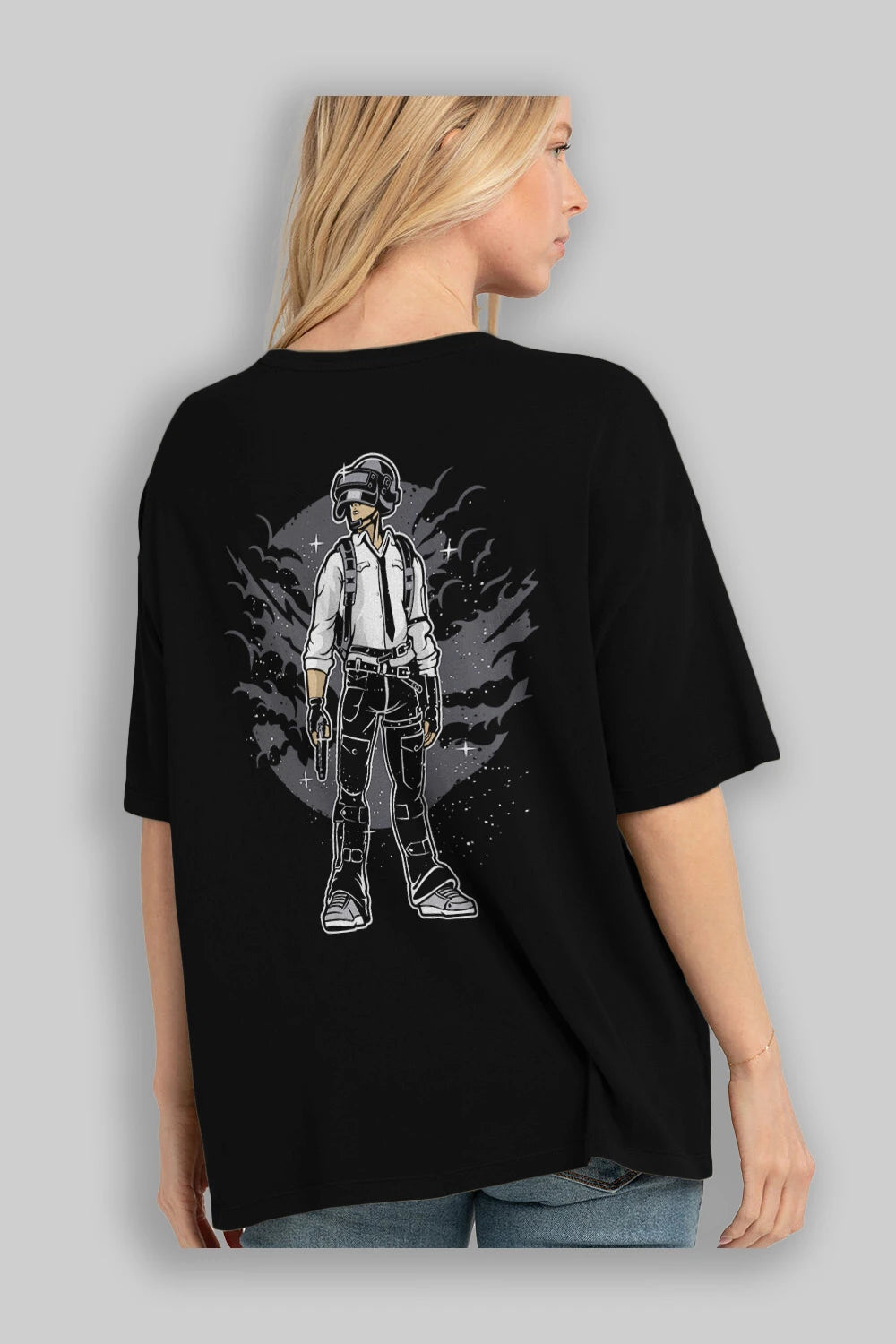 PUBG Arka Baskılı Oversize t-shirt Erkek Kadın Unisex %100 Pamuk