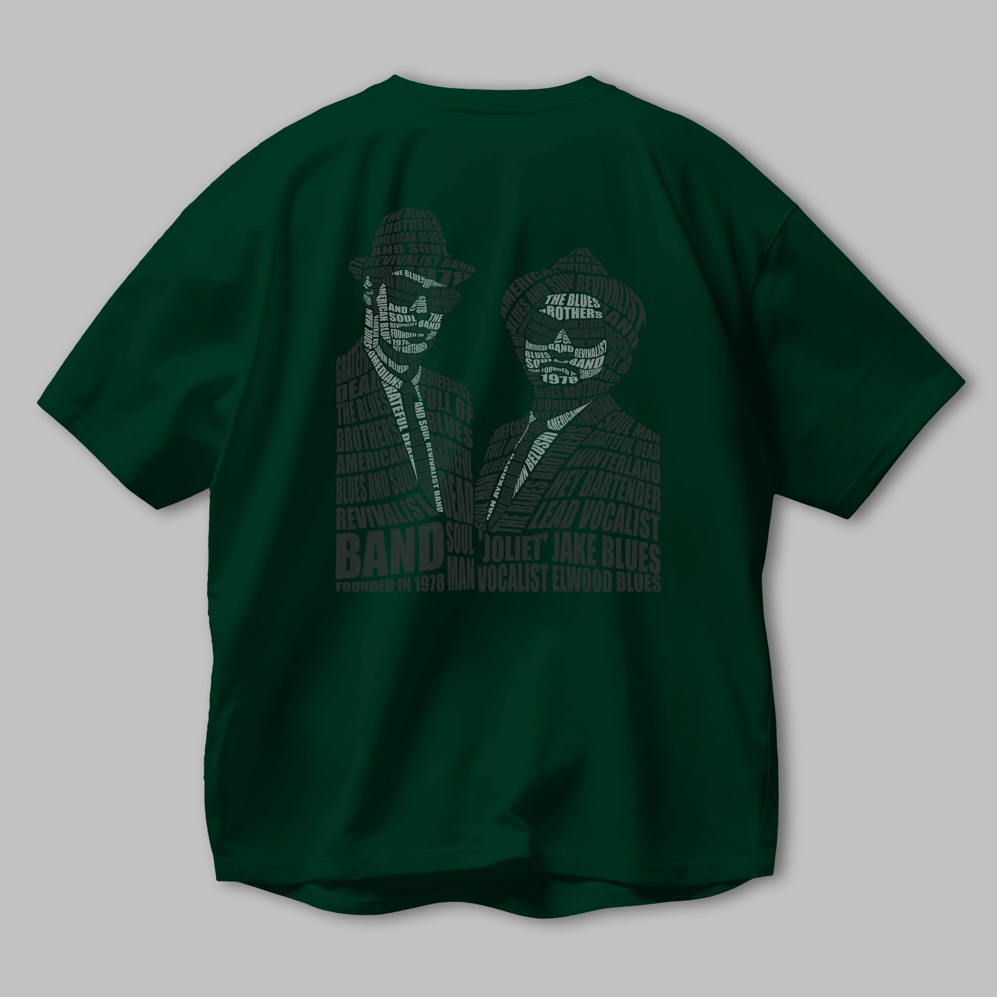 Blues Brothers Calligram Arka Baskılı Oversize t-shirt %100 pamuk Erkek Kadın Unisex