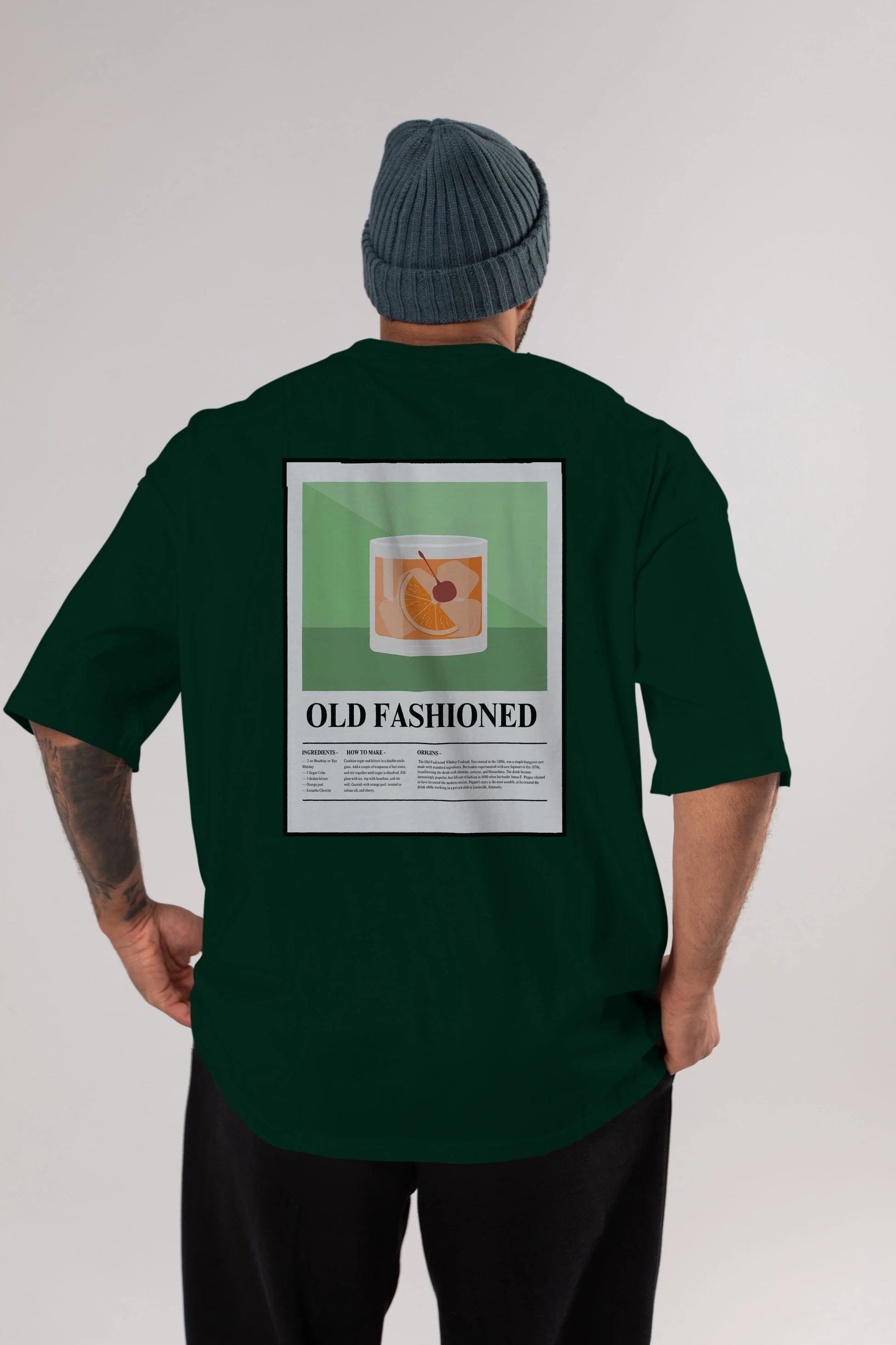 Old Fashioned Arka Baskılı Oversize t-shirt Erkek Kadın Unisex %100 Pamuk Bisiklet Yaka tişort