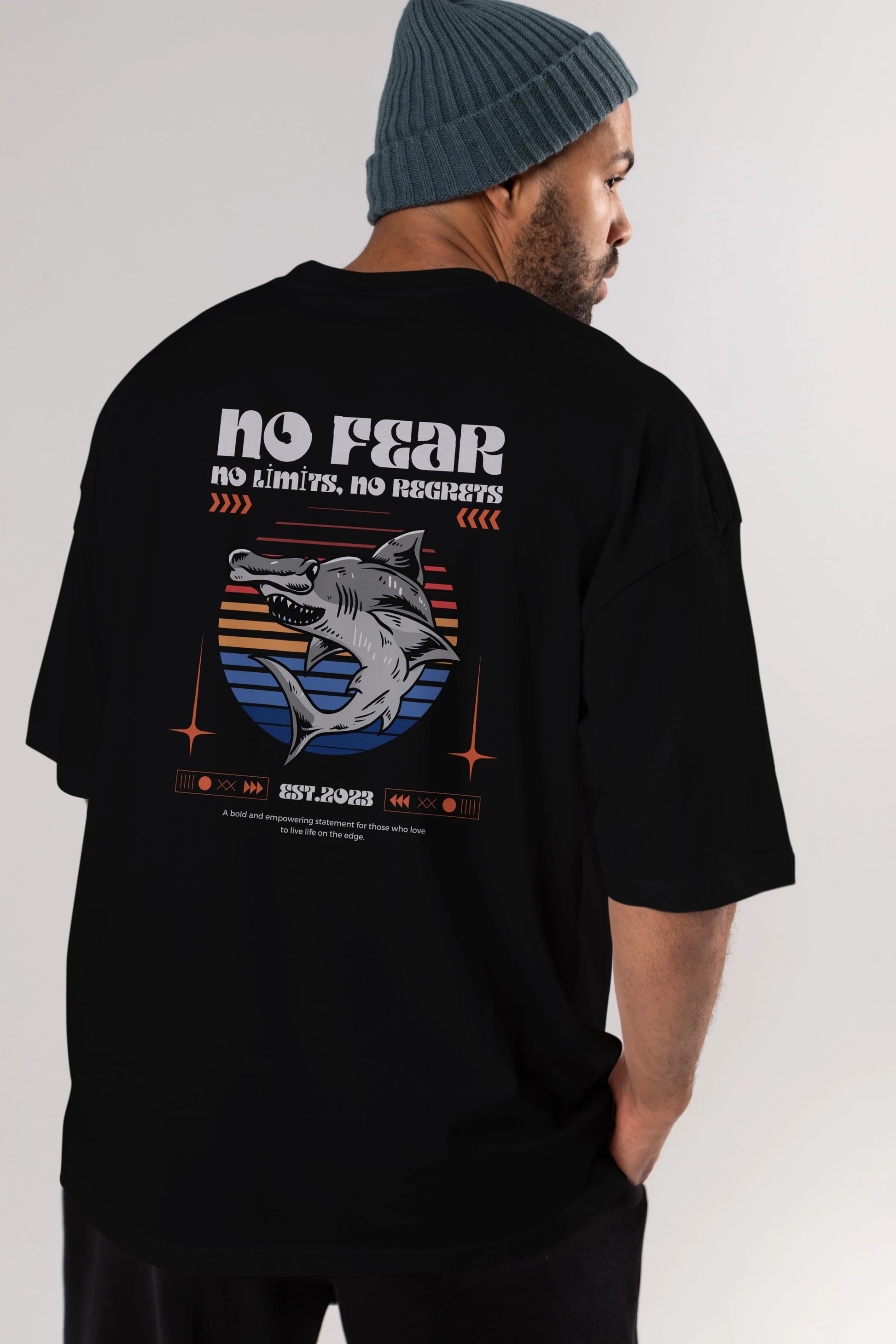 No Fear Yazılı Arka Baskılı Oversize t-shirt Erkek Kadın Unisex