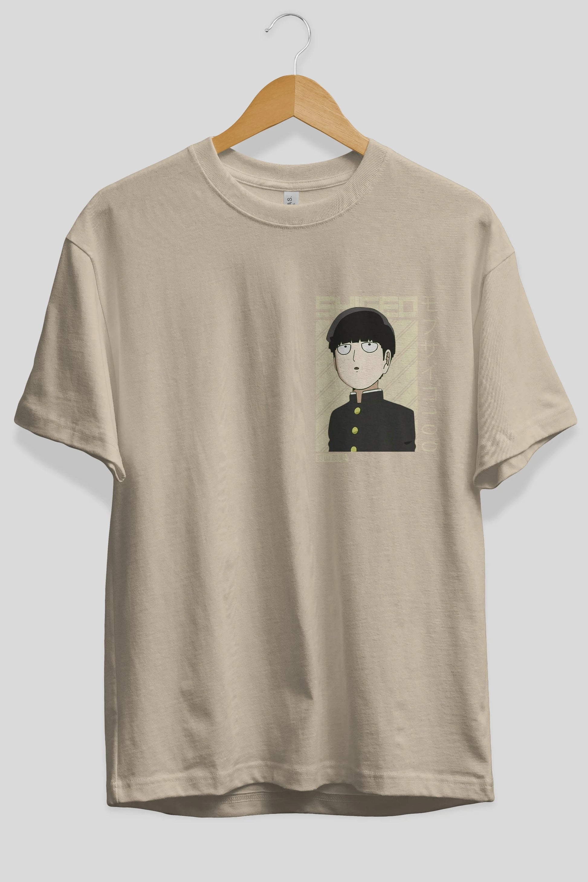 Shigeo Kageyama 2 Ön Sol Baskılı Oversize t-shirt Erkek Kadın Unisex %100 Pamuk Bisiklet Yaka tişort