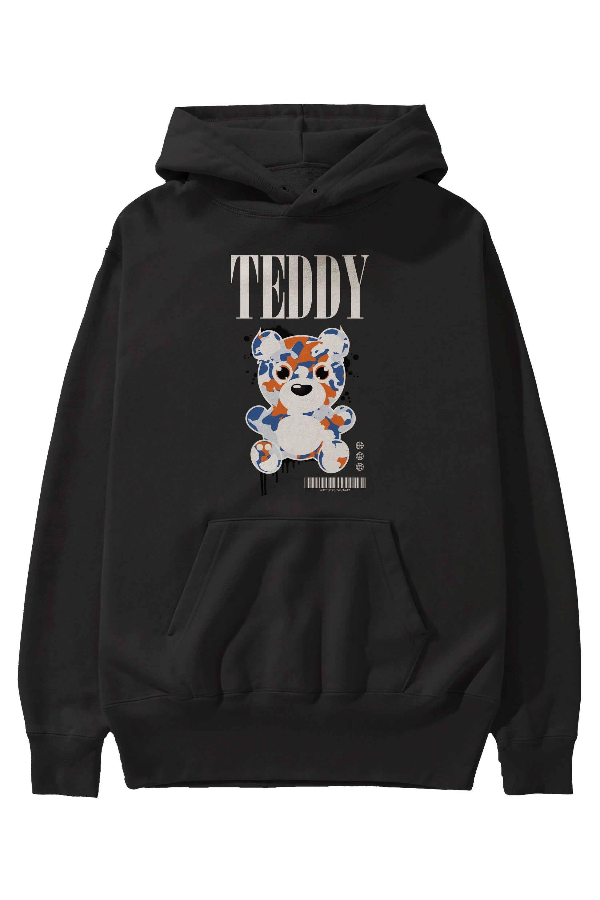 Teddy Bear Streetwear Ön Baskılı Hoodie Oversize Kapüşonlu Sweatshirt Erkek Kadın Unisex