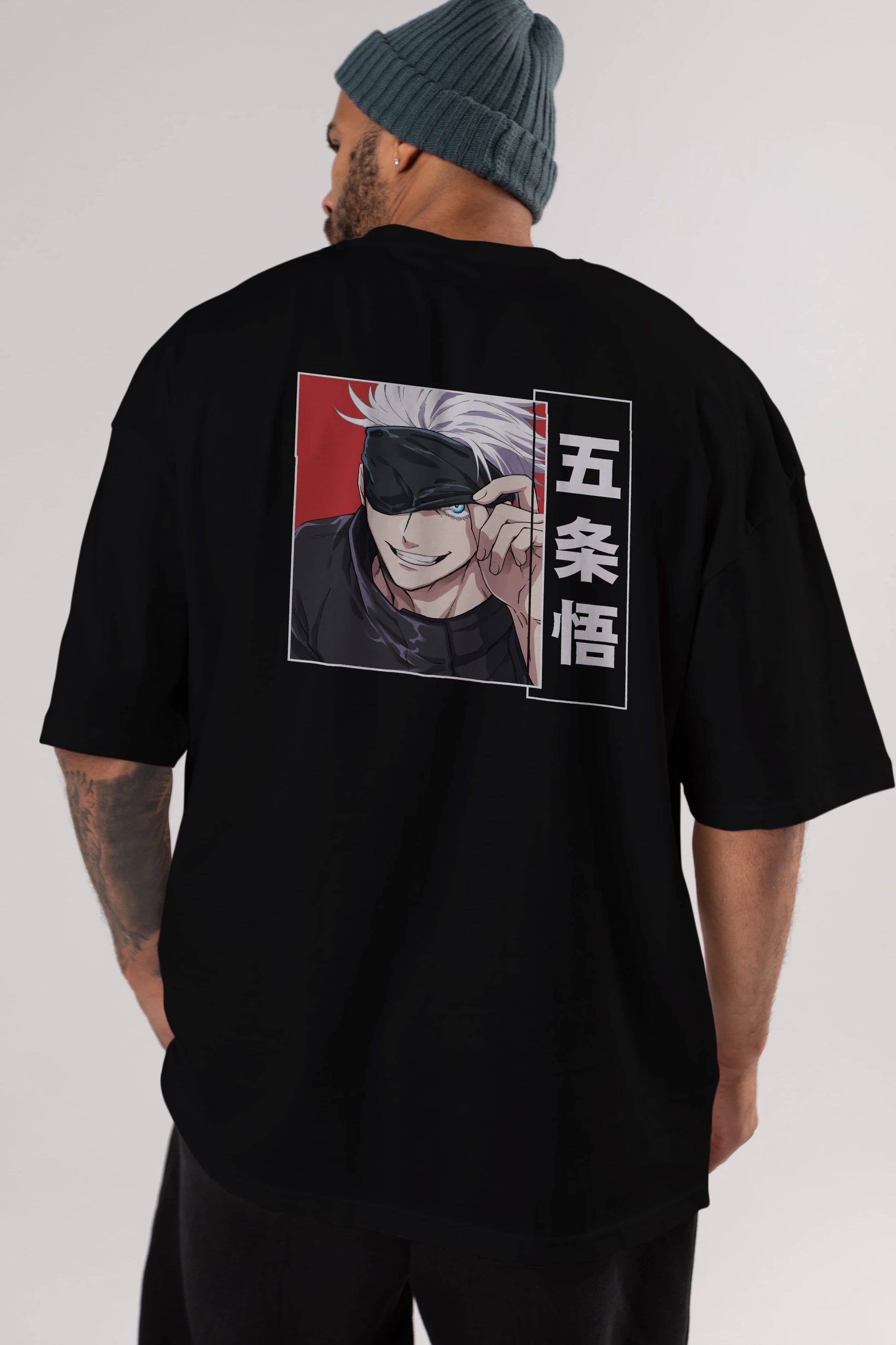 JUJUTSU KAISEN Anime Arka Baskılı Oversize t-shirt Erkek Kadın Unisex