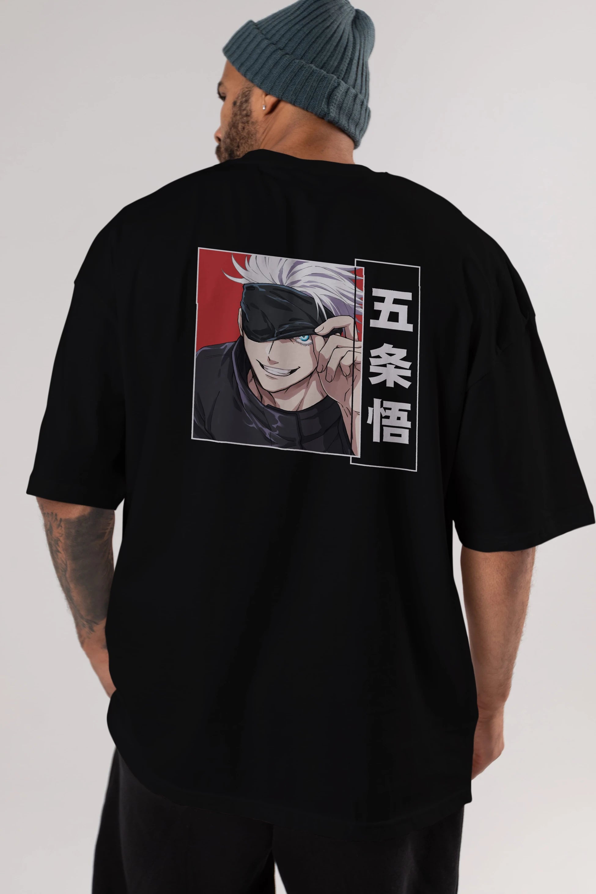 JUJUTSU KAISEN Anime Arka Baskılı Oversize t-shirt Erkek Kadın Unisex