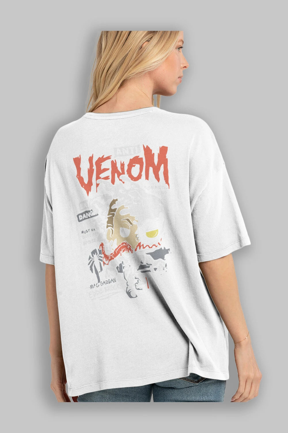 Venom (9) Arka Baskılı Oversize t-shirt Erkek Kadın Unisex %100 Pamuk Bisiklet Yaka tişort