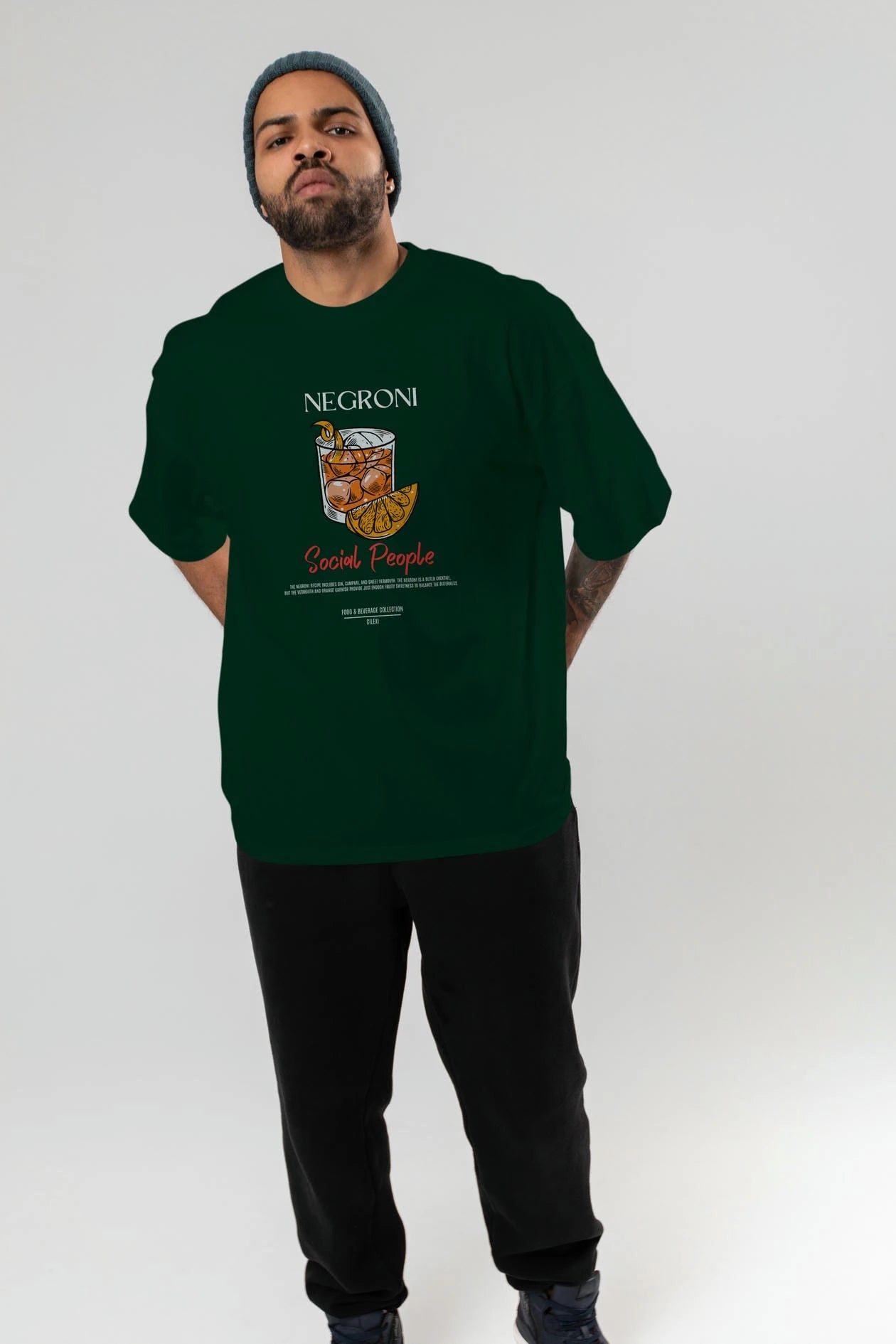 Negroni Kokteyl Serisi ön Baskılı Oversize t-shirt Erkek Kadın %100 Pamuk Bisiklet Yaka tişort