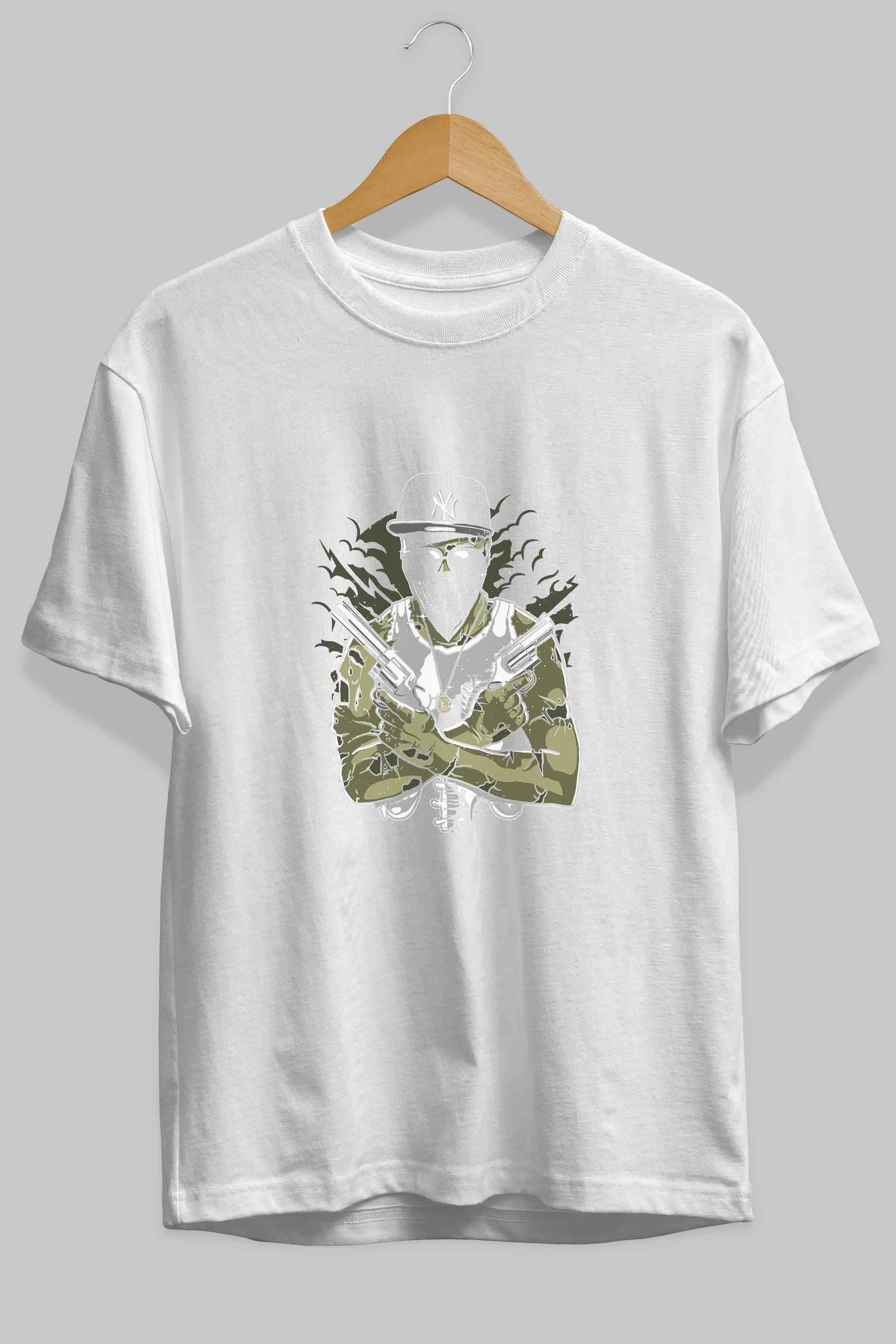 Gangsta Zombie Ön Baskılı Oversize t-shirt Erkek Kadın Unisex %100 Pamuk tişort