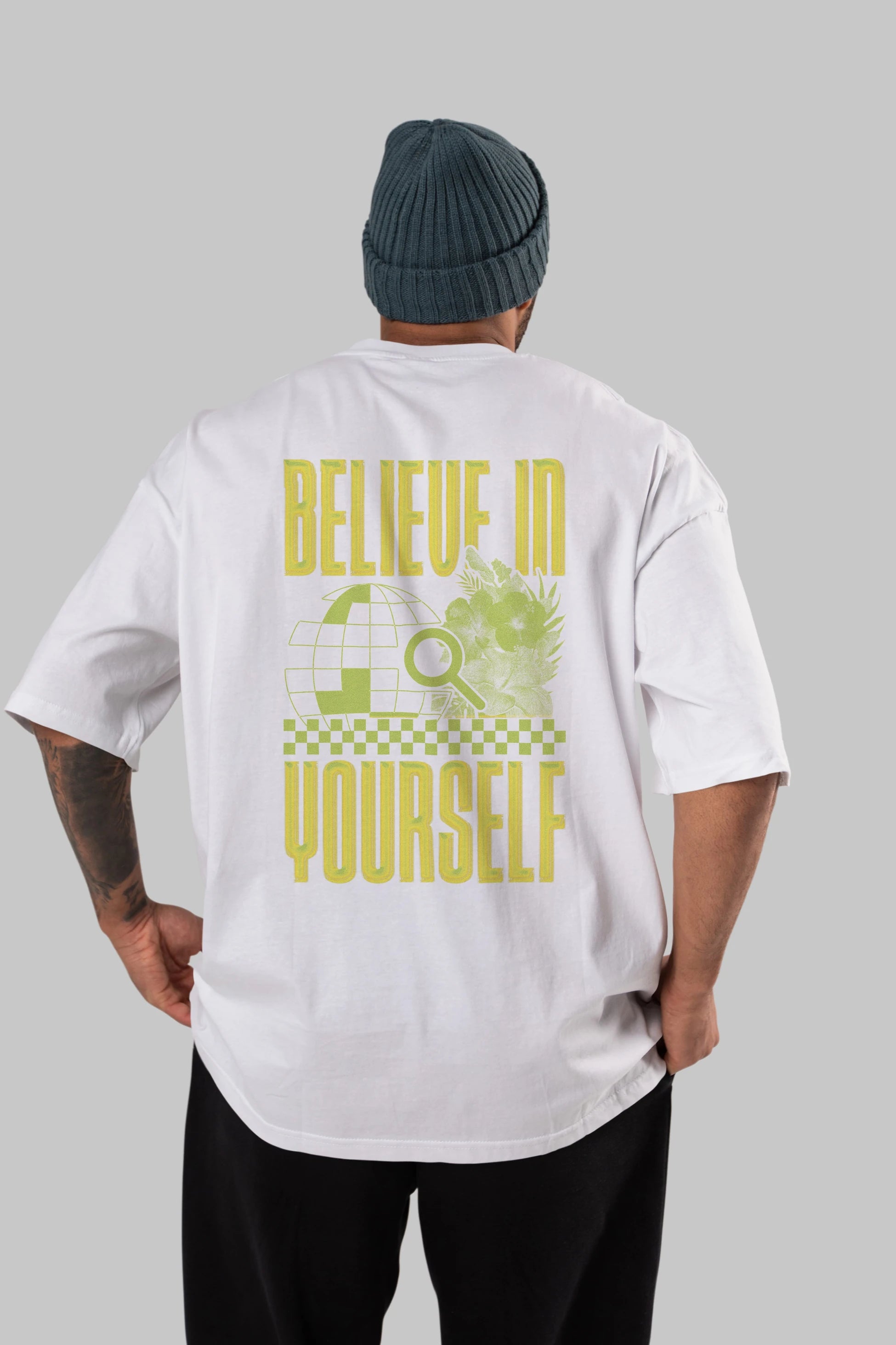 Believe in Yourself Yellow Arka Baskılı Oversize t-shirt Erkek Kadın Unisex