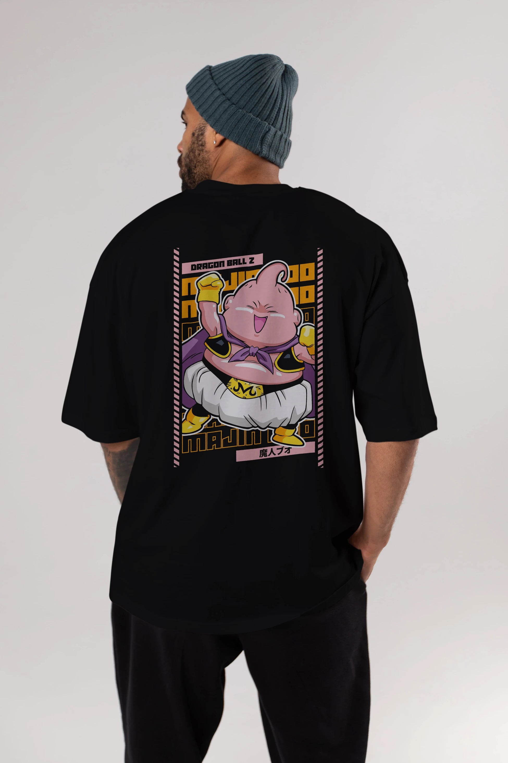 MAJIN BOO1 Anime Arka Baskılı Oversize t-shirt Erkek Kadın Unisex