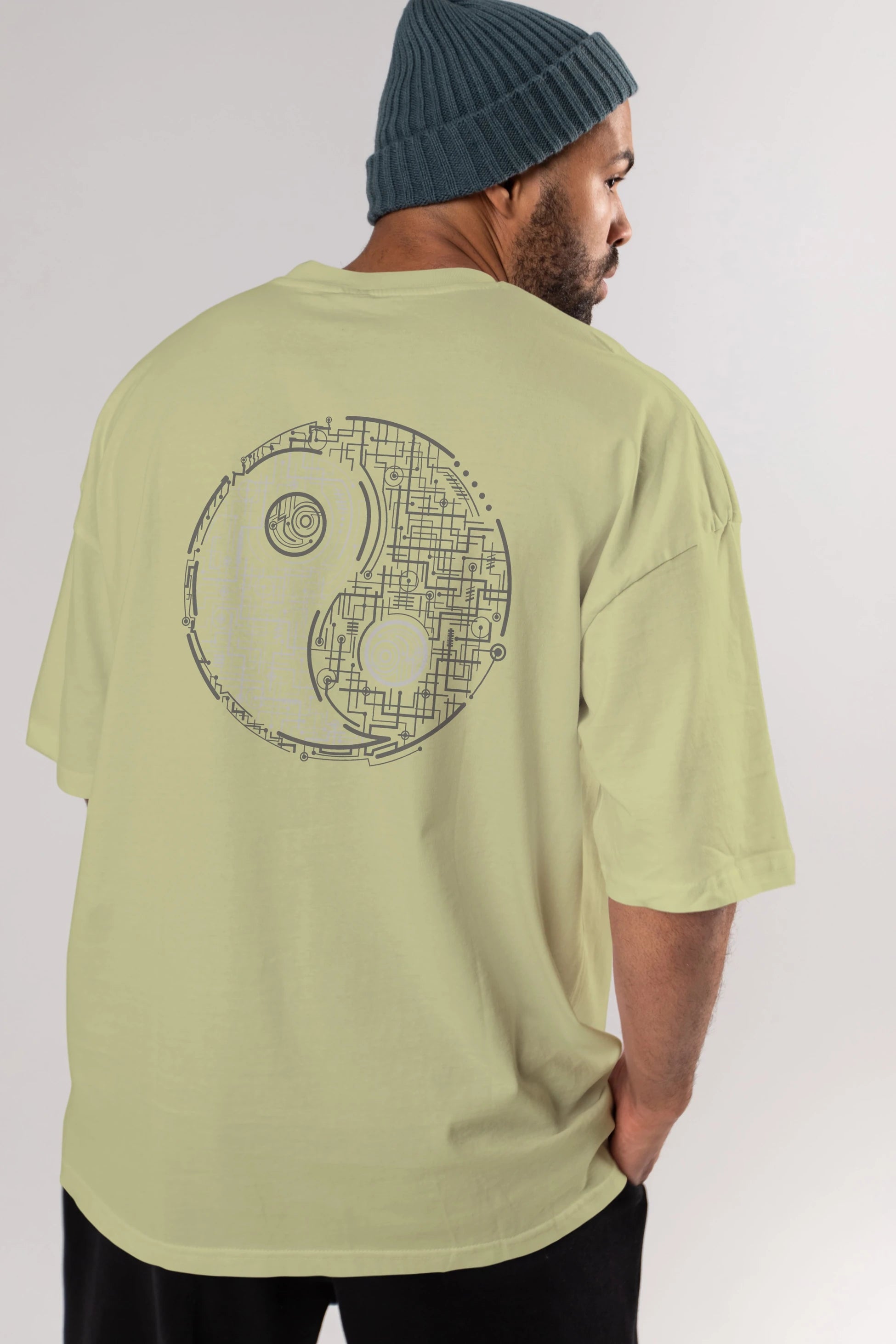 Electric Balance Arka Baskılı Oversize t-shirt %100 pamuk Erkek Kadın Unisex