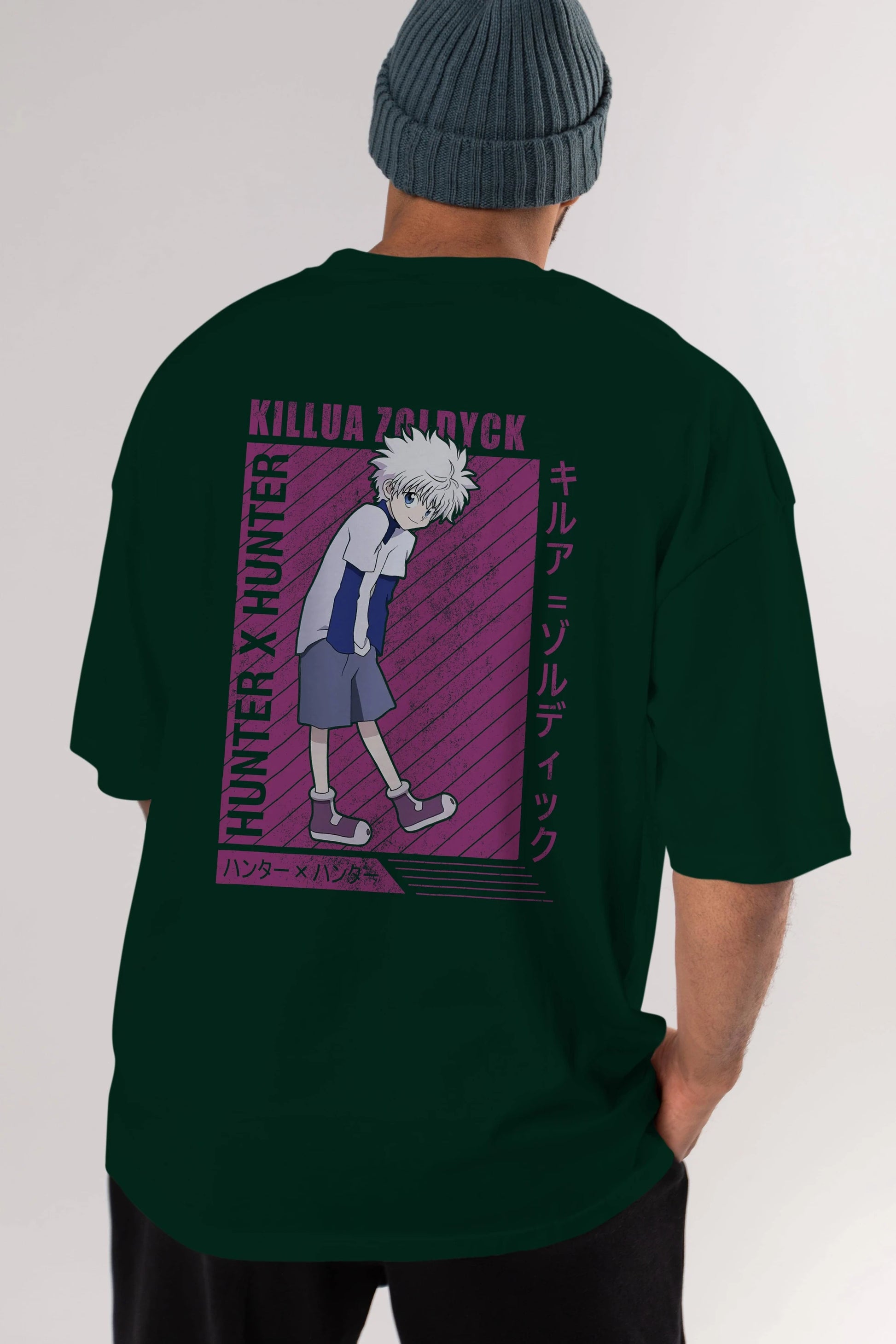 Killua Zoldyck 3 1 Anime Arka Baskılı Oversize t-shirt Erkek Kadın Unisex