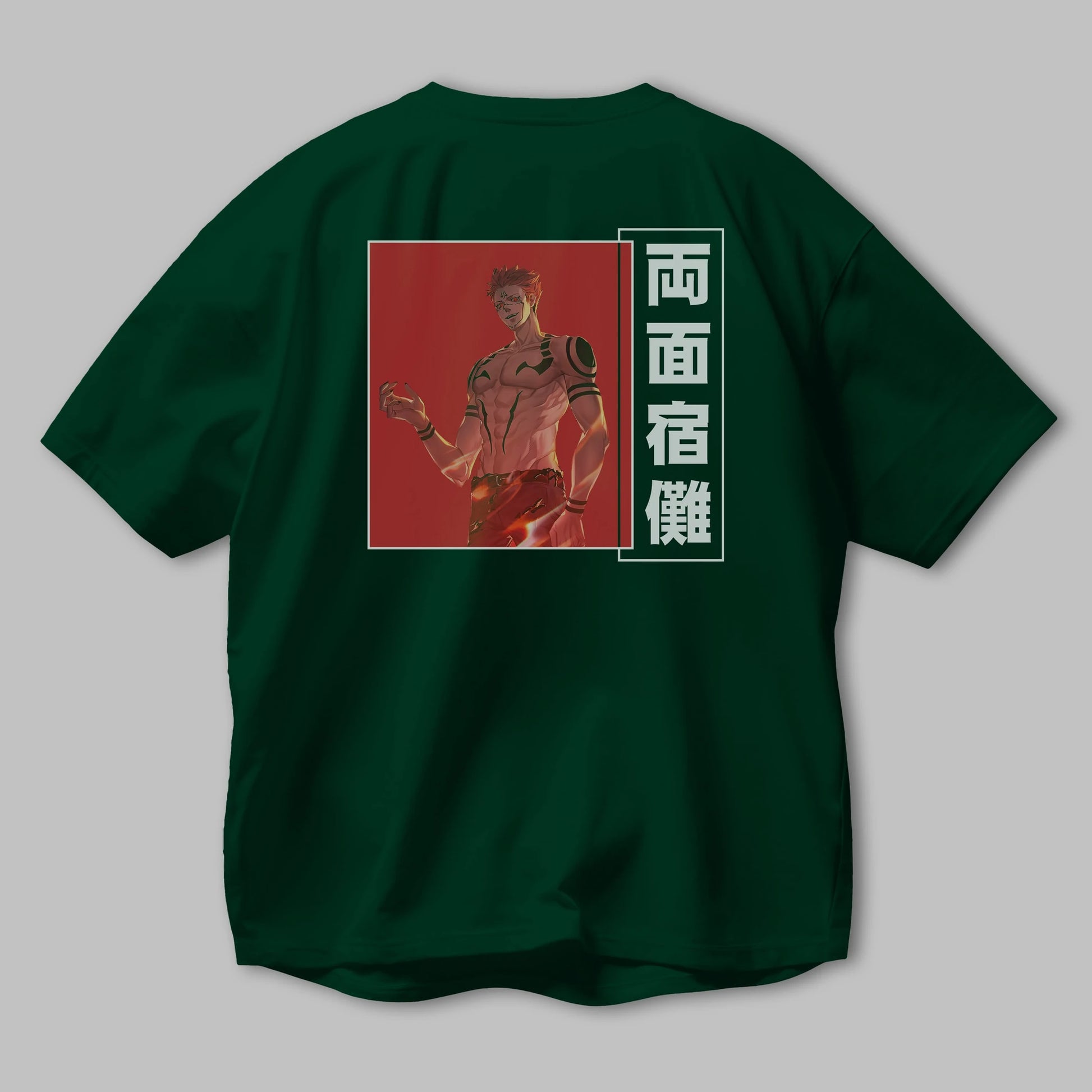 Sukuna Ryoumen 3 Anime Arka Baskılı Oversize t-shirt Erkek Kadın Unisex
