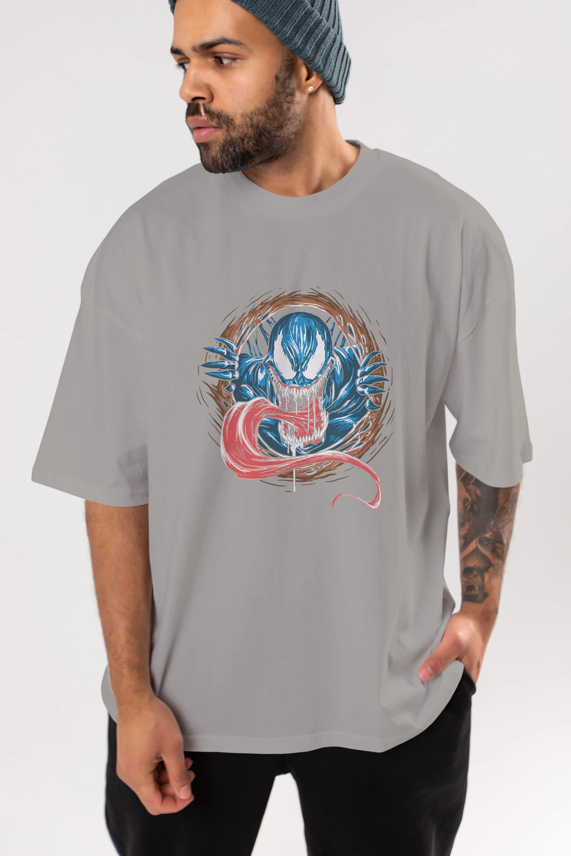 Venom (7) Ön Baskılı Oversize t-shirt Erkek Kadın Unisex %100 Pamuk Bisiklet Yaka tişort