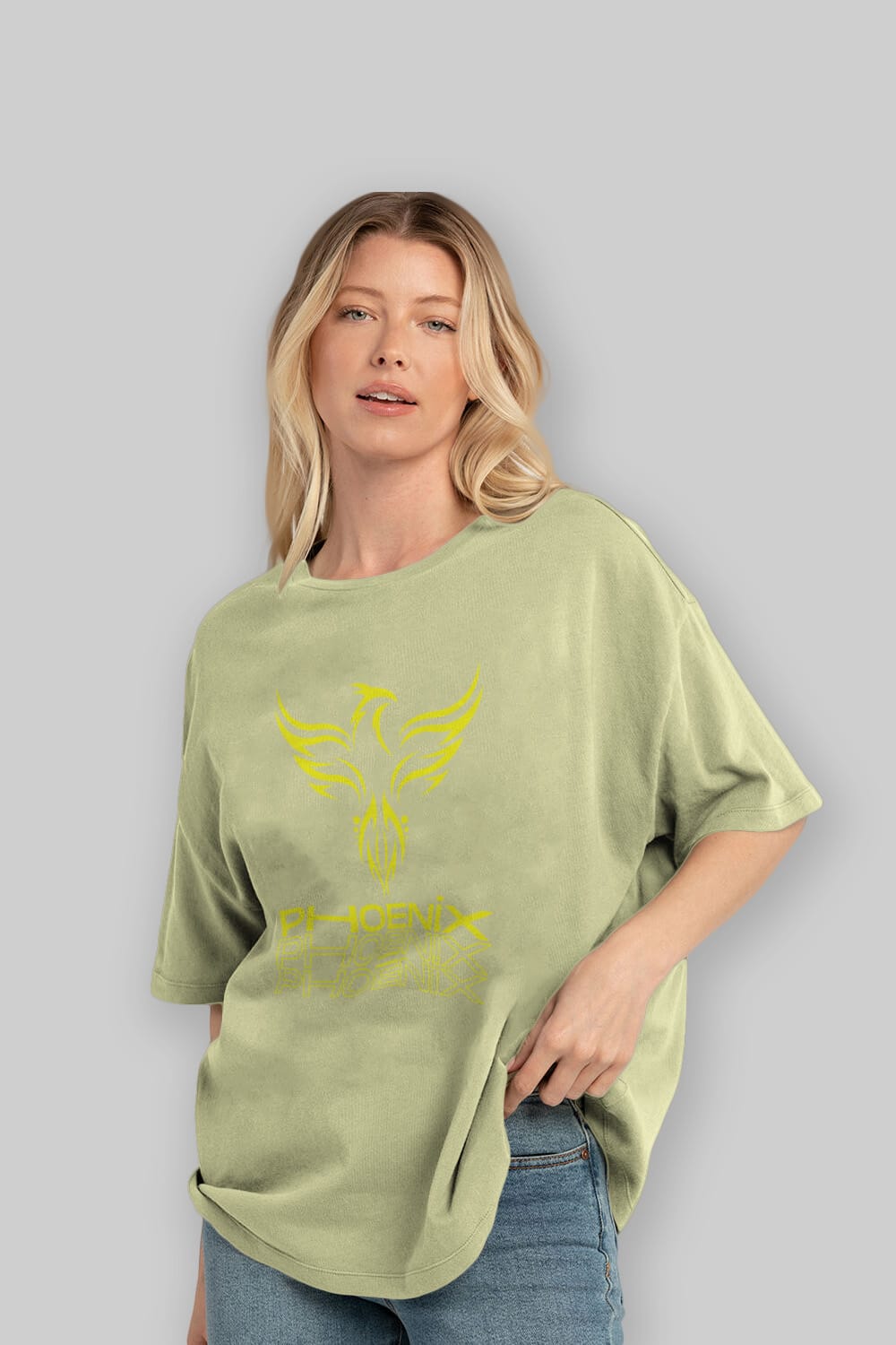 Phoenix Yazılı Ön Baskılı Oversize t-shirt Erkek Kadın Unisex