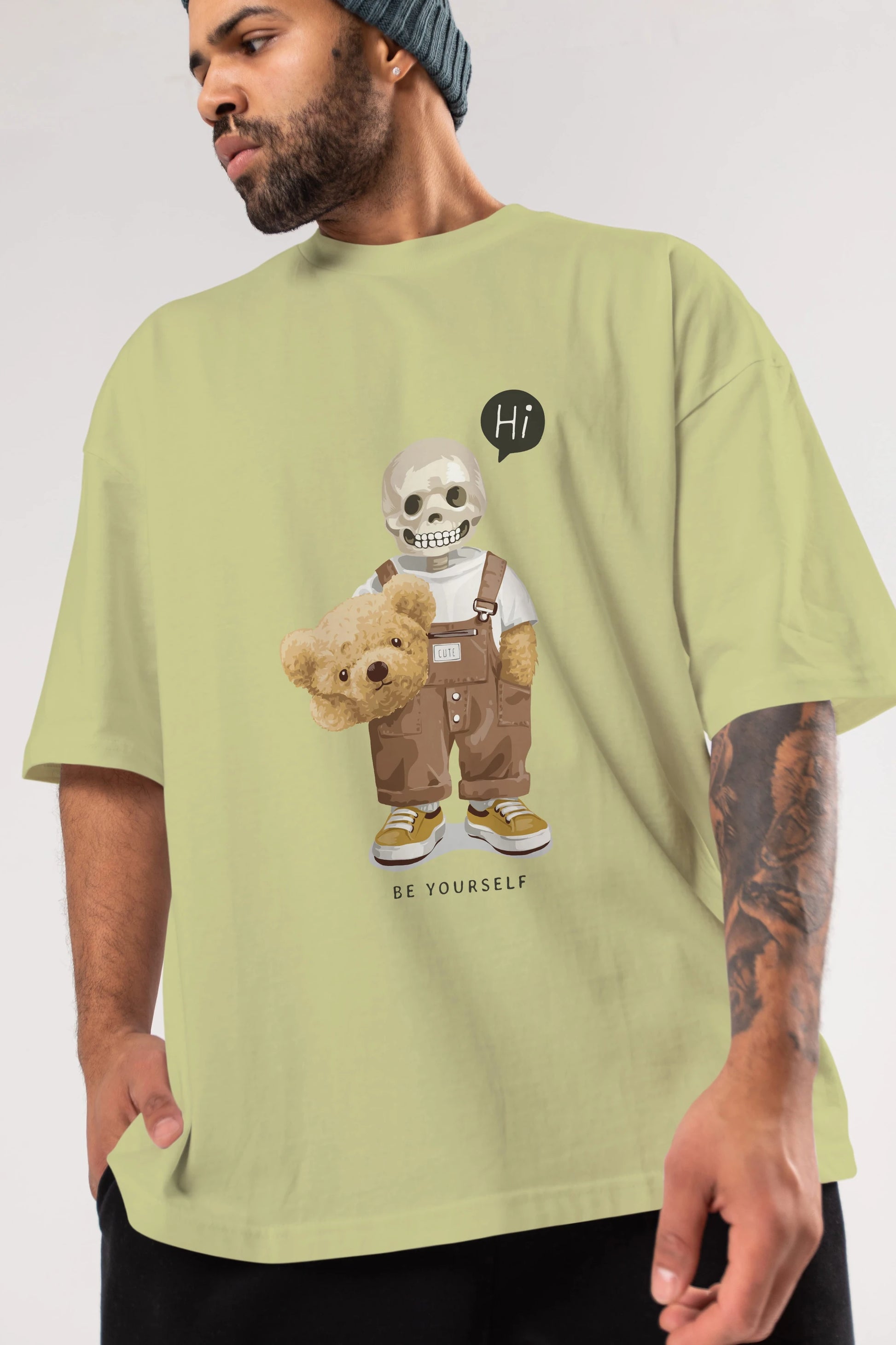 Teddy Bear hi Ön Baskılı Oversize t-shirt Erkek Kadın Unisex %100 Pamuk