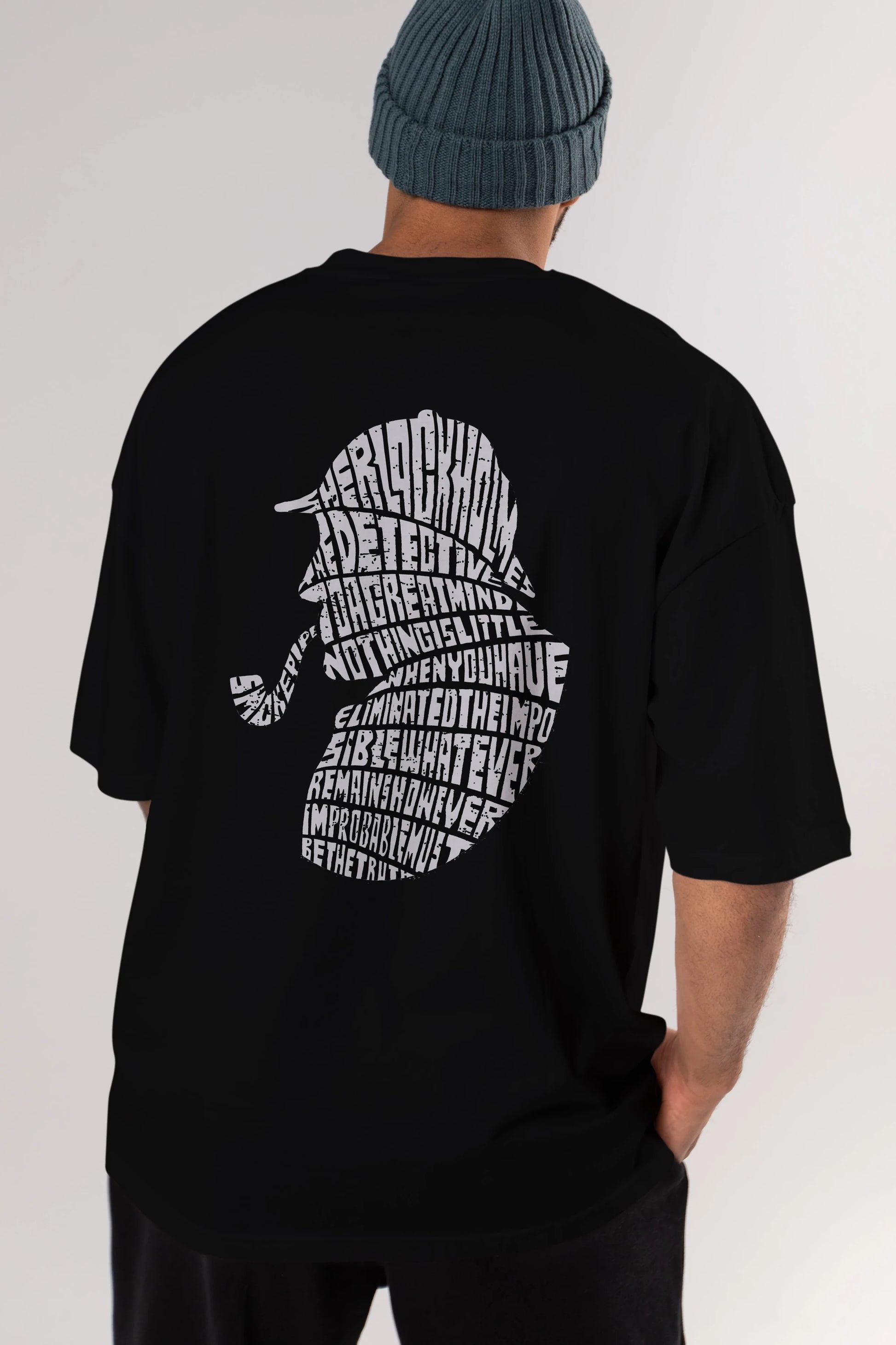 Holmes Arka Baskılı Oversize t-shirt %100 pamuk Erkek Kadın Unisex
