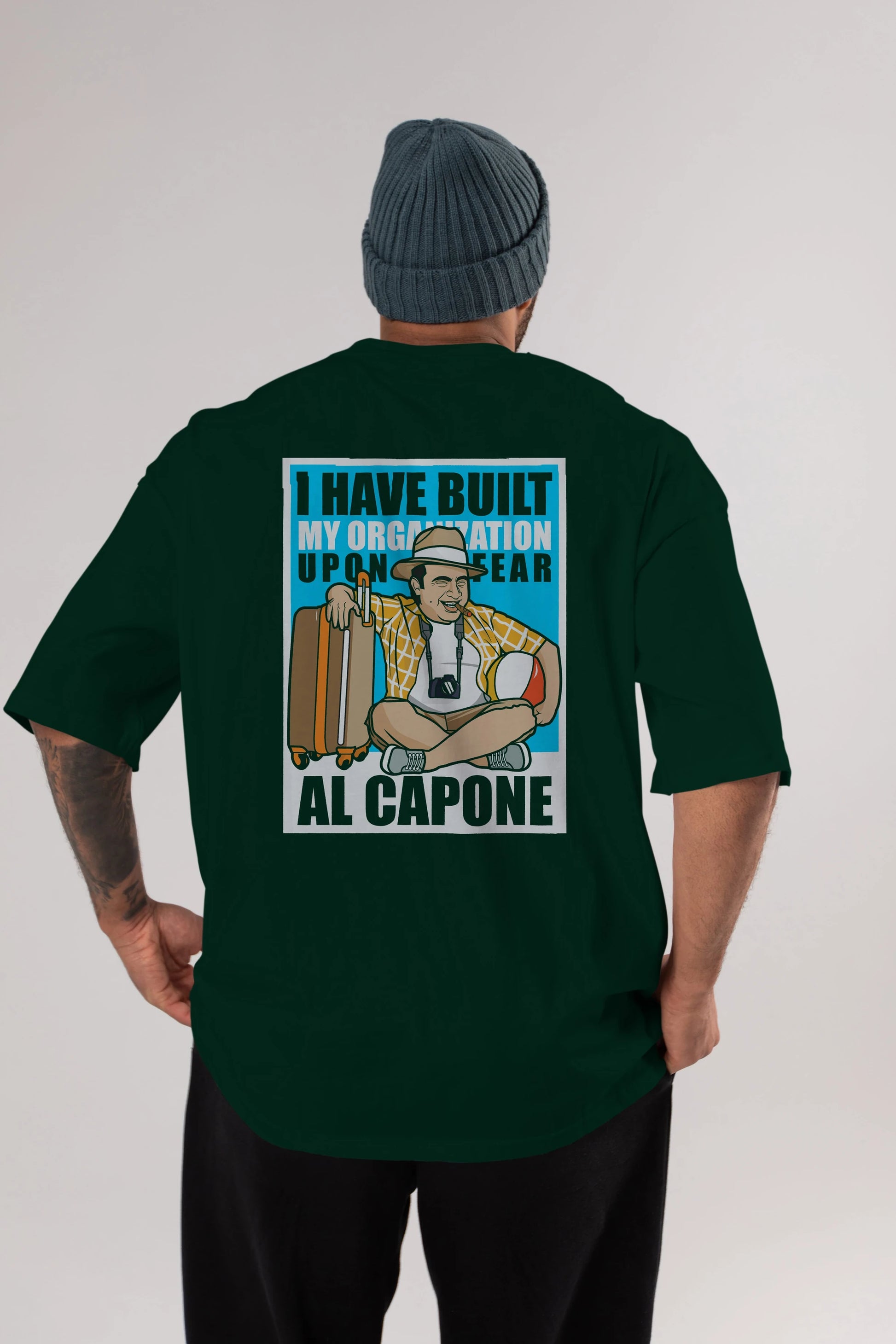Al Capone Holiday Arka Baskılı Oversize t-shirt Erkek Kadın Unisex %100 Pamuk tişort