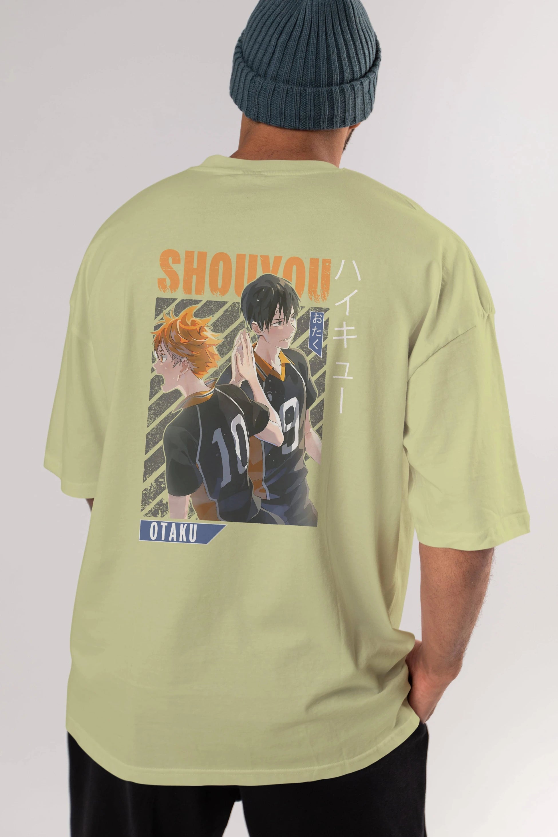 Shouyou Hinata 12 Anime Arka Baskılı Oversize t-shirt Erkek Kadın Unisex