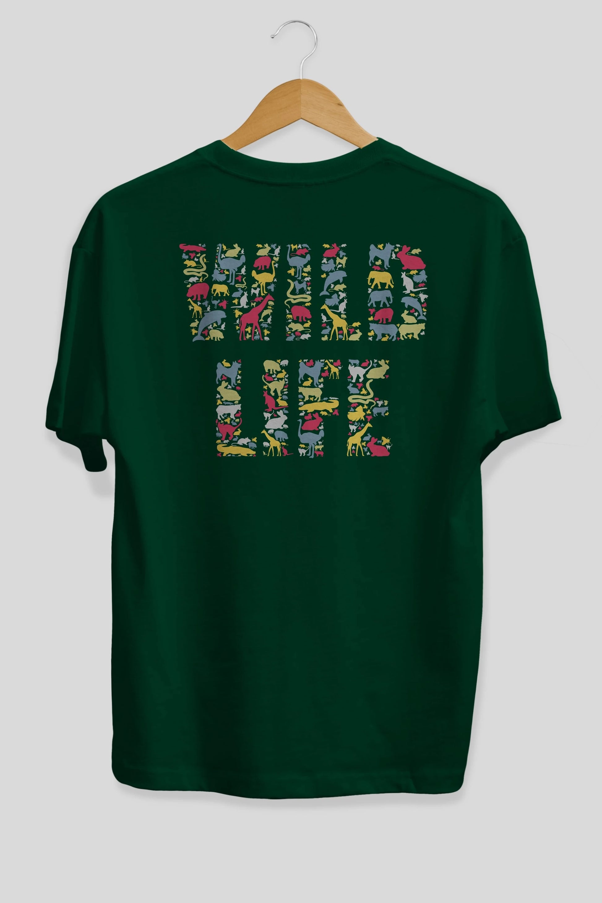 Wild Life Arka Baskılı Oversize t-shirt %100 pamuk Erkek Kadın Unisex