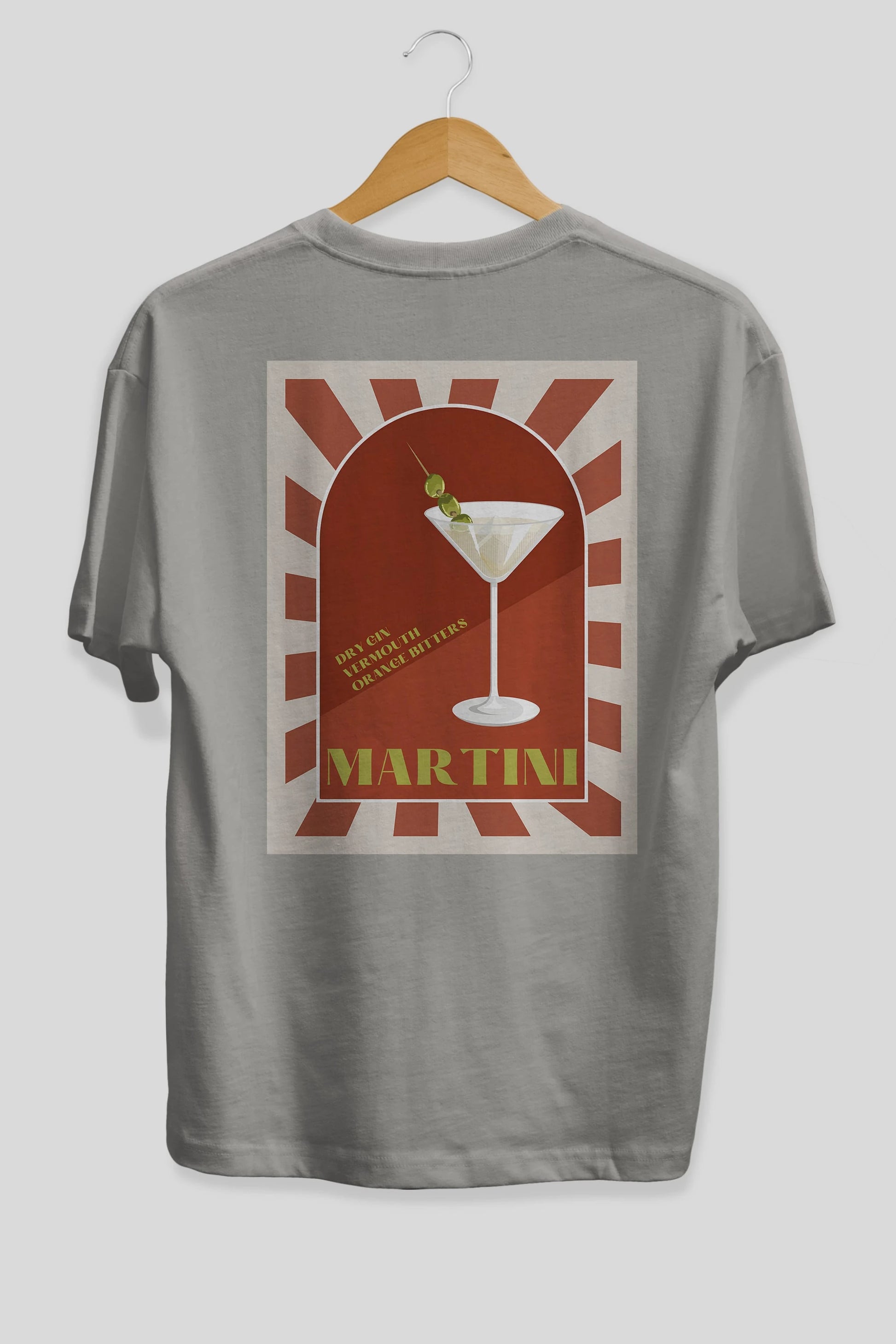 Martini 2 Arka Baskılı Oversize t-shirt Erkek Kadın Unisex %100 Pamuk Bisiklet Yaka tişort