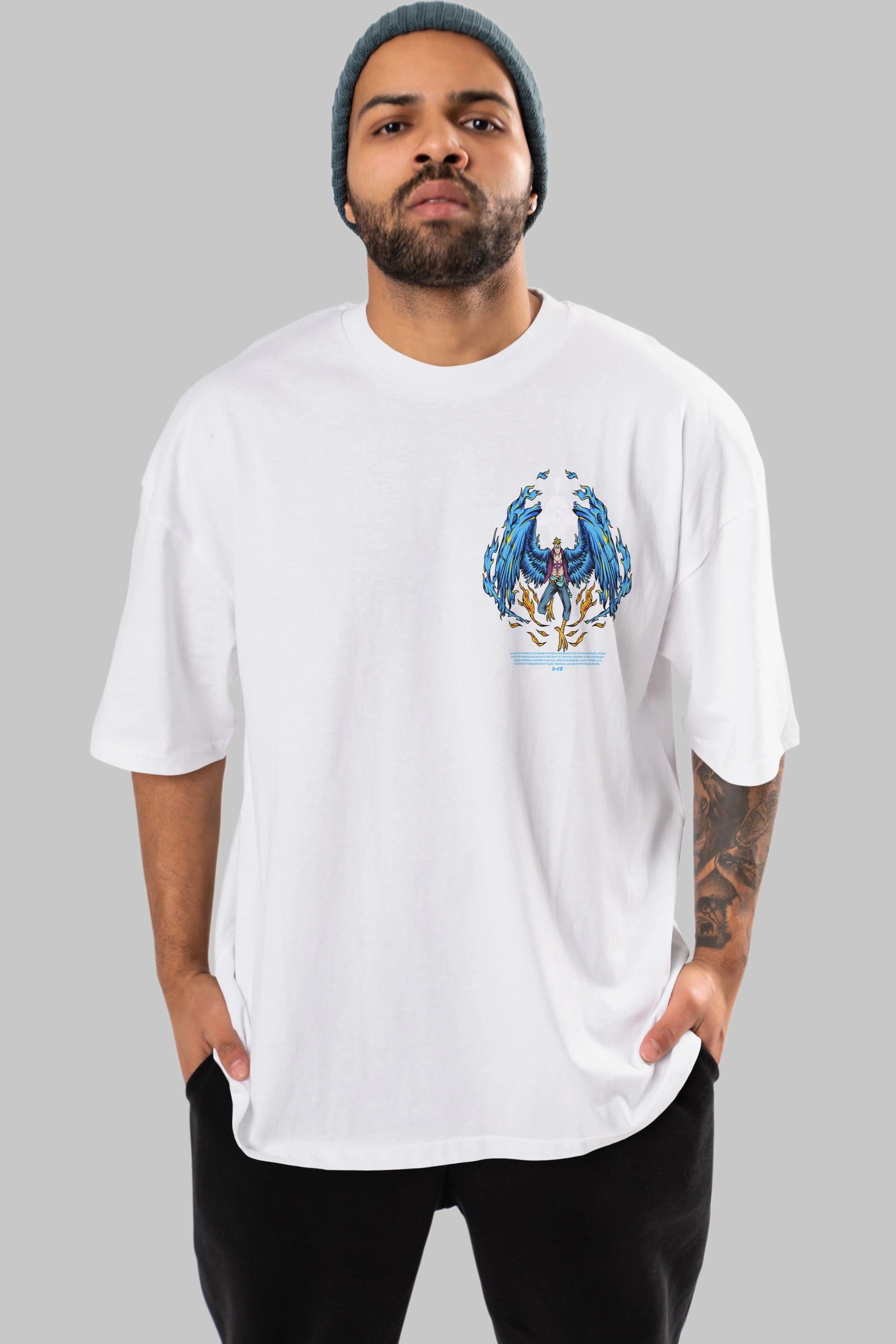 Marco Ön Sol Baskılı Oversize t-shirt Erkek Kadın Unisex %100 Pamuk Bisiklet Yaka tişort