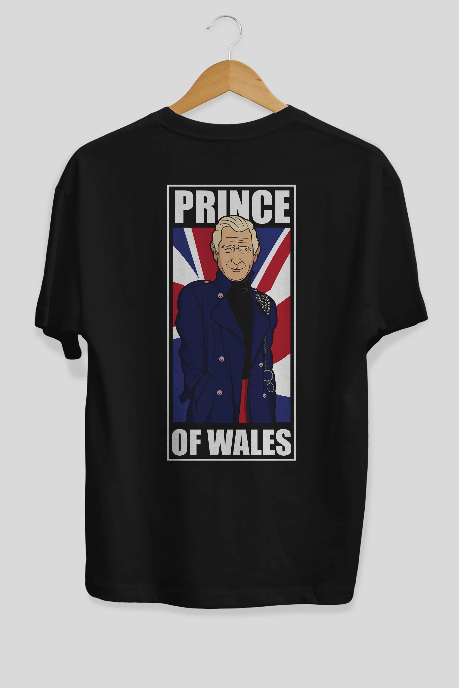Prince Charles Arka Baskılı Oversize t-shirt Erkek Kadın Unisex %100 Pamuk tişort