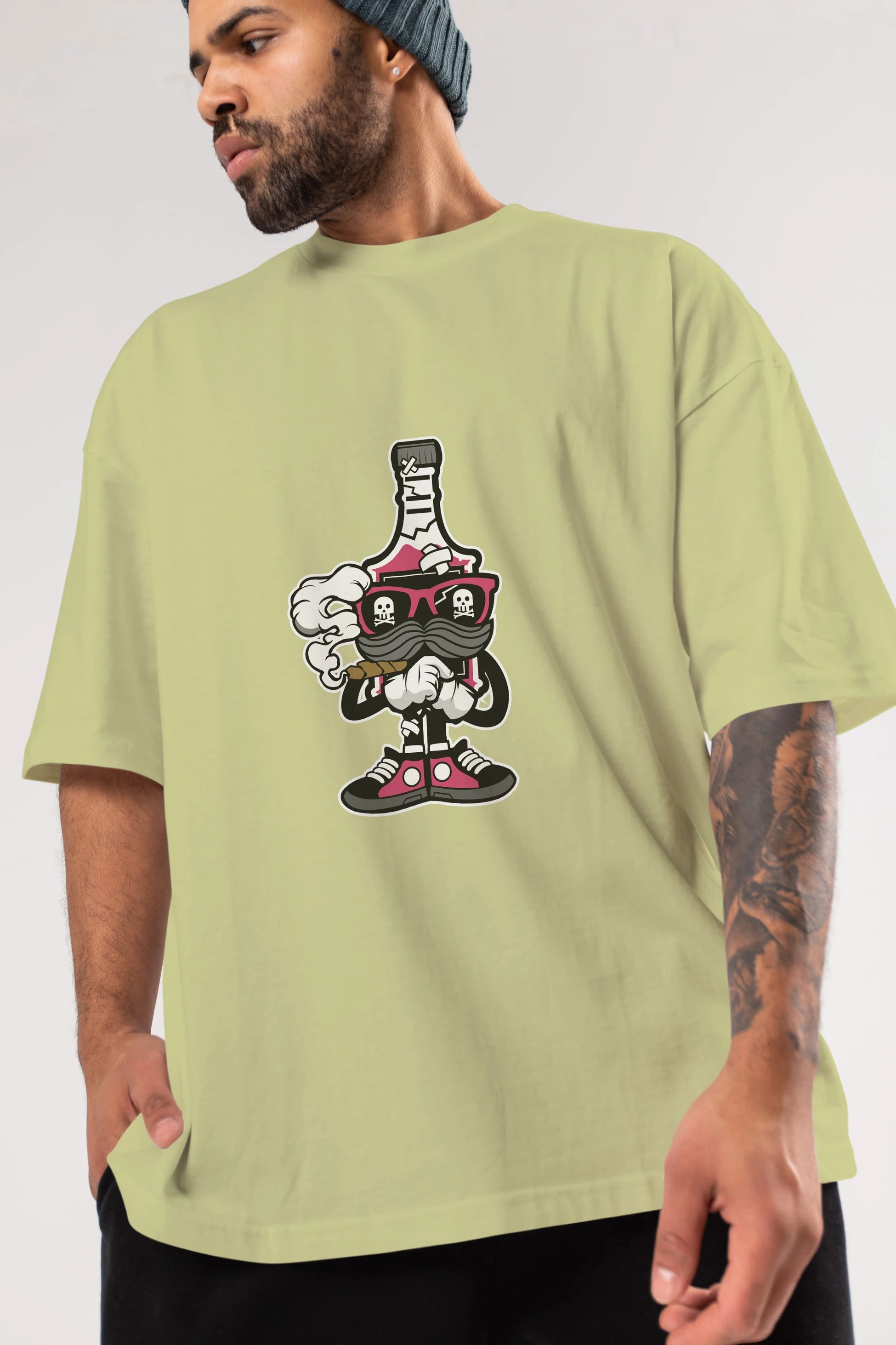 Vodka Bottle Ön Baskılı Oversize t-shirt Erkek Kadın Unisex %100 Pamuk tişort