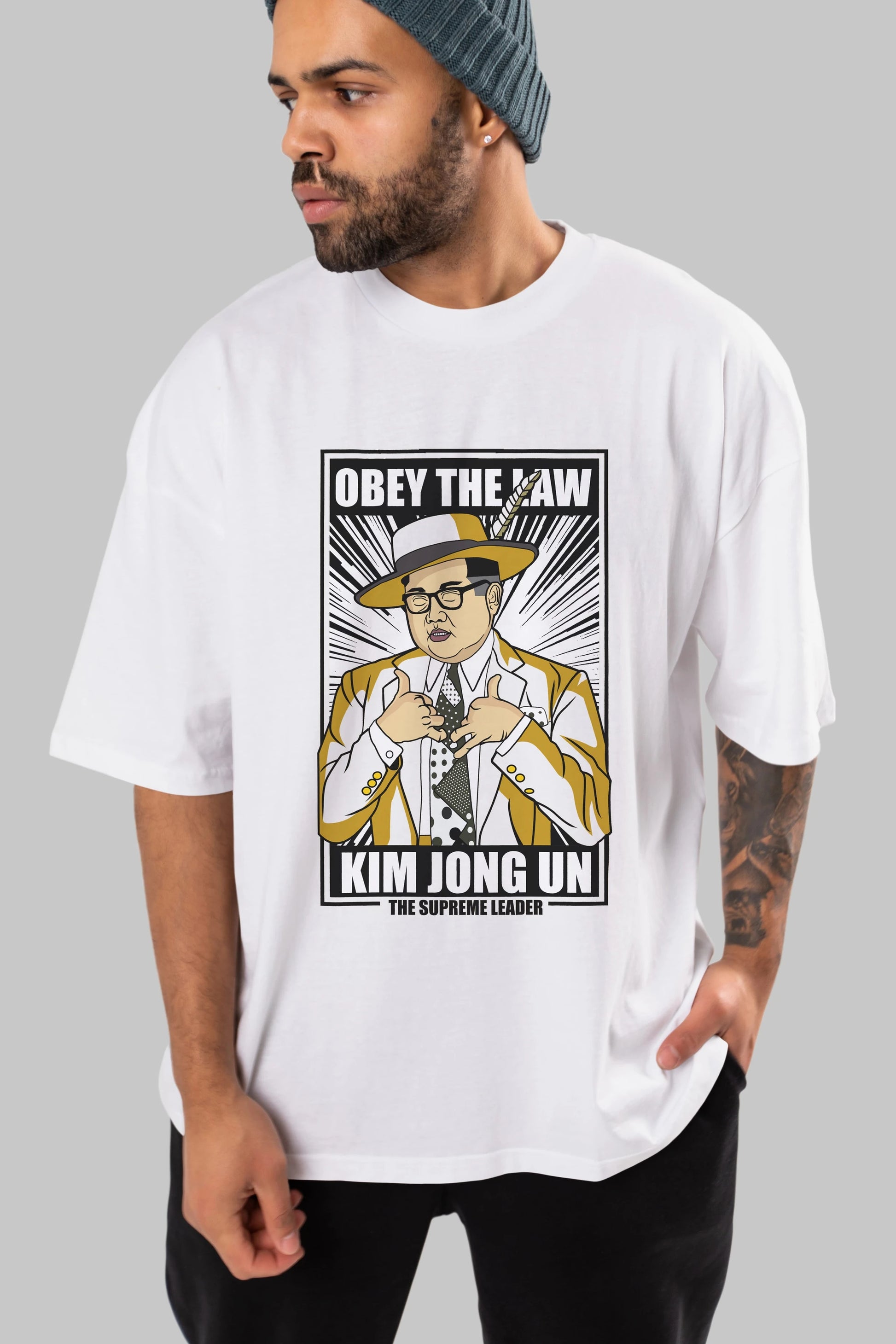 The Mask Jong Un Ön Baskılı Oversize t-shirt Erkek Kadın Unisex %100 Pamuk tişort