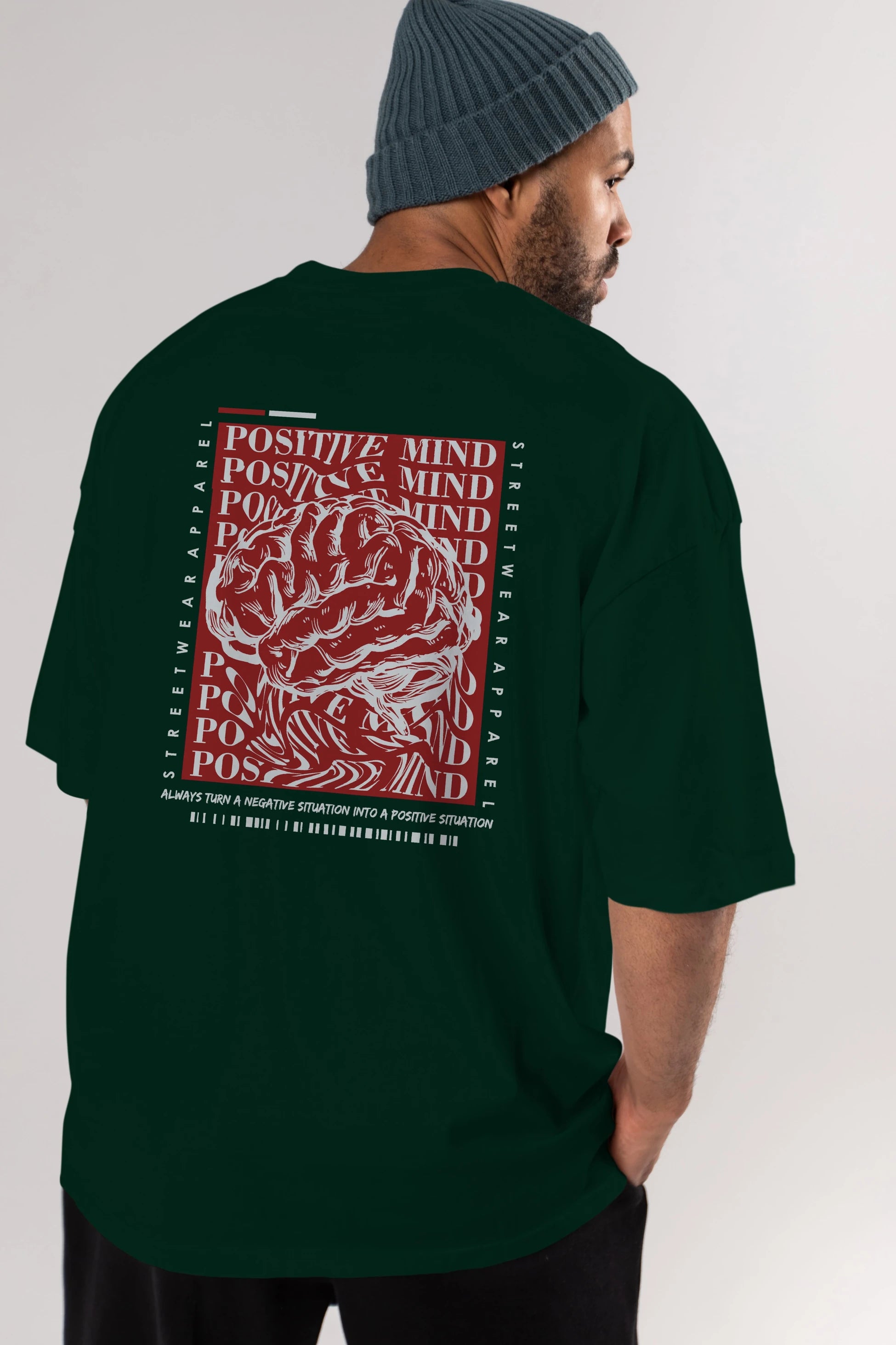 Positive Mind Arka Baskılı Oversize t-shirt Erkek Kadın Unisex