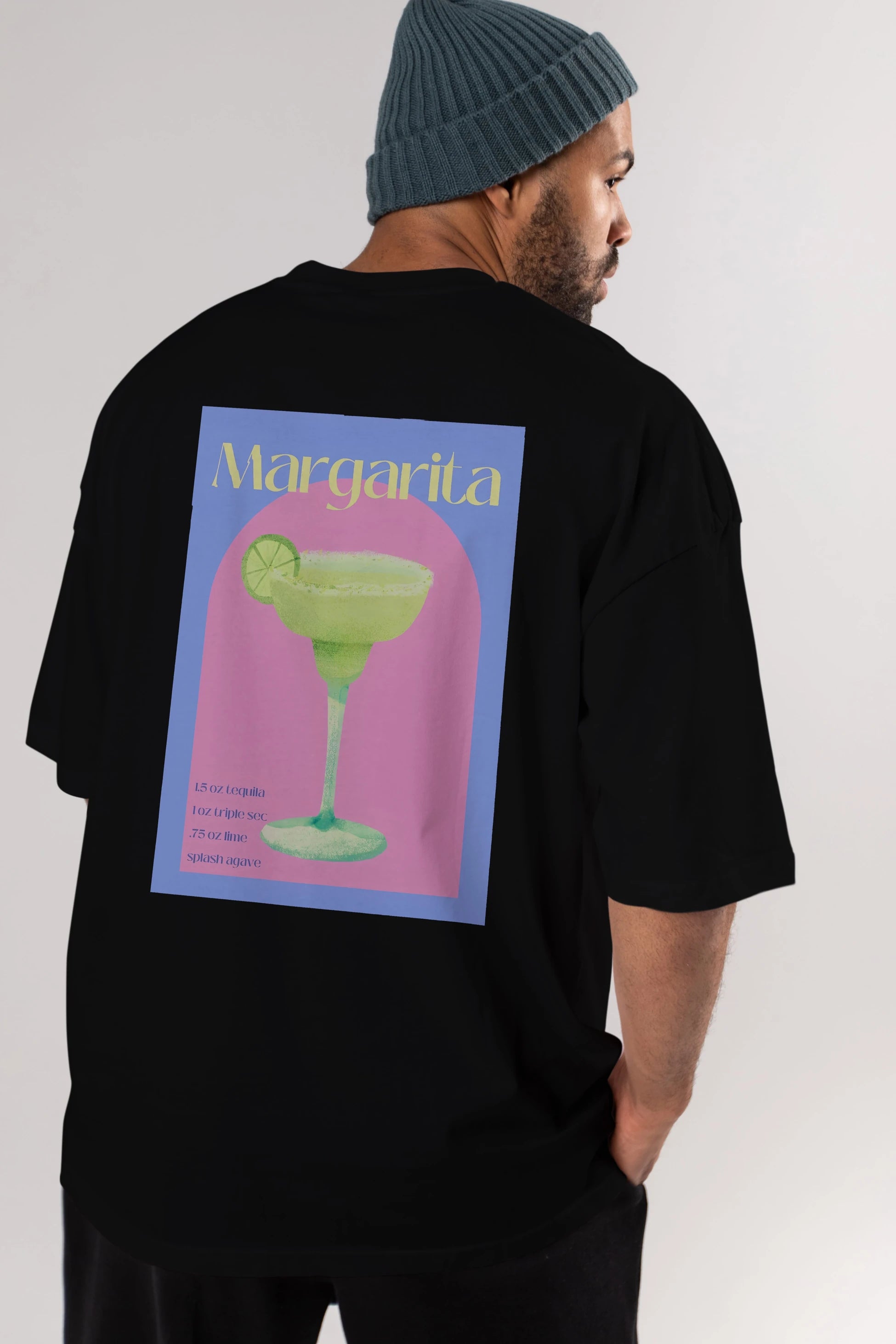 Margarita 6 Arka Baskılı Oversize t-shirt Erkek Kadın Unisex %100 Pamuk Bisiklet Yaka tişort