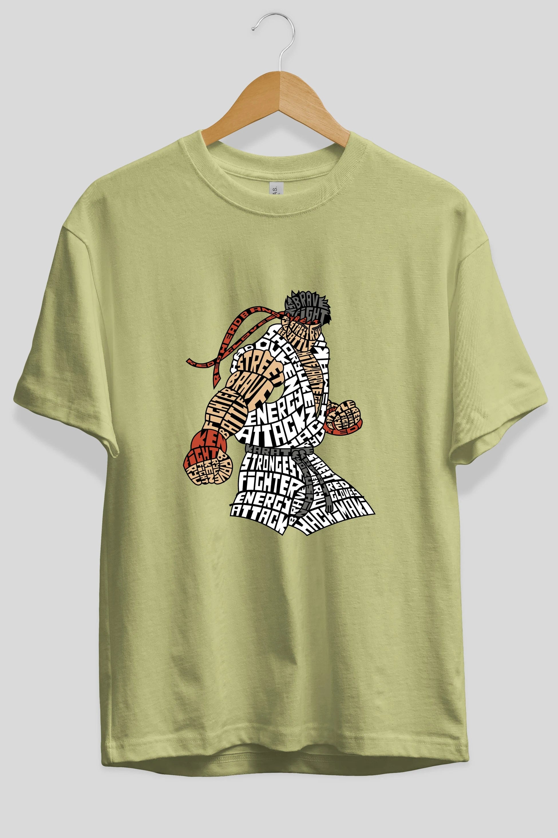 Hadouken Ön Baskılı Oversize t-shirt %100 pamuk Erkek Kadın Unisex