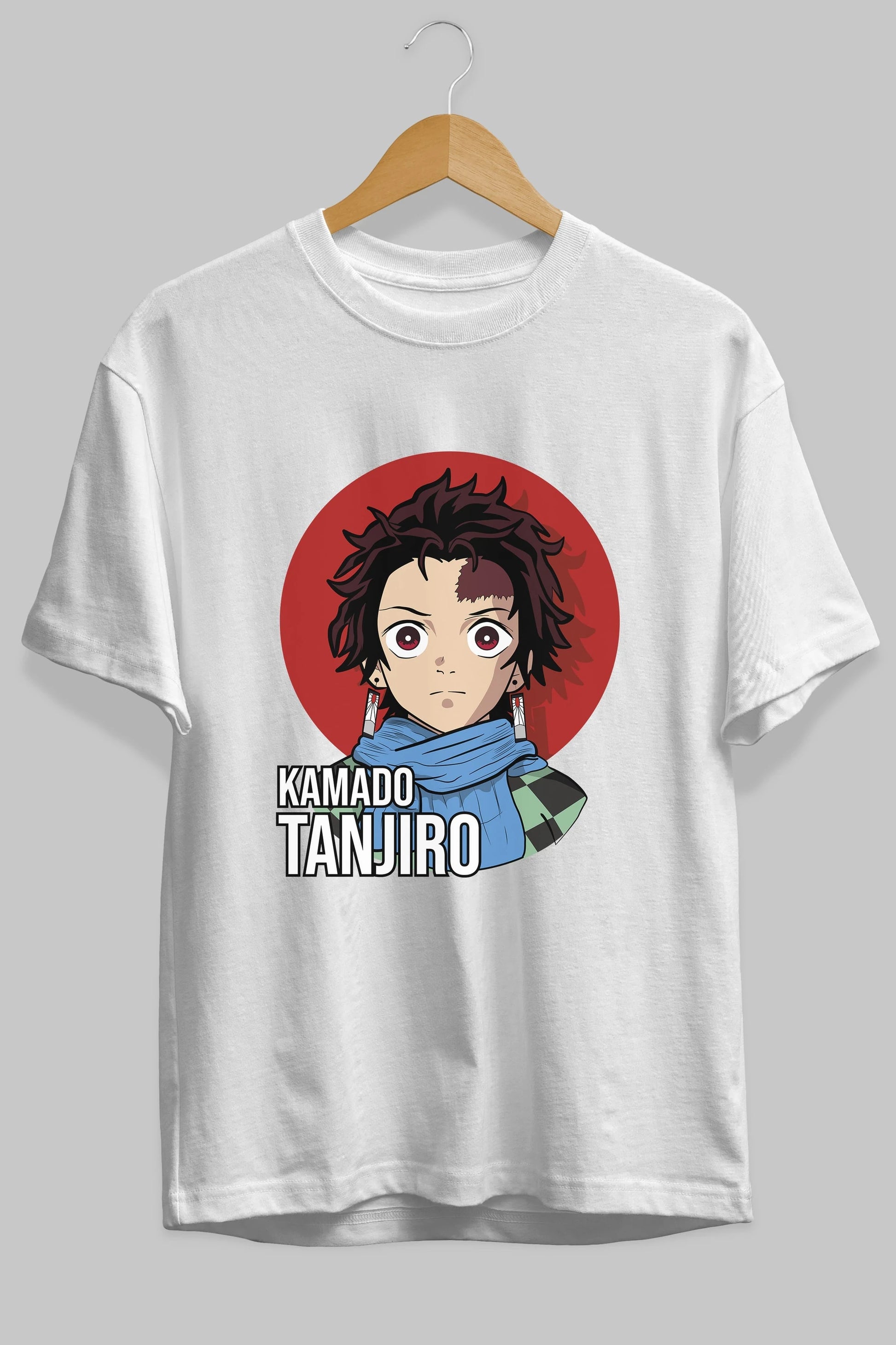 TANJIRO KAMADO Anime Ön Baskılı Oversize t-shirt %100 pamuk Erkek Kadın Unisex
