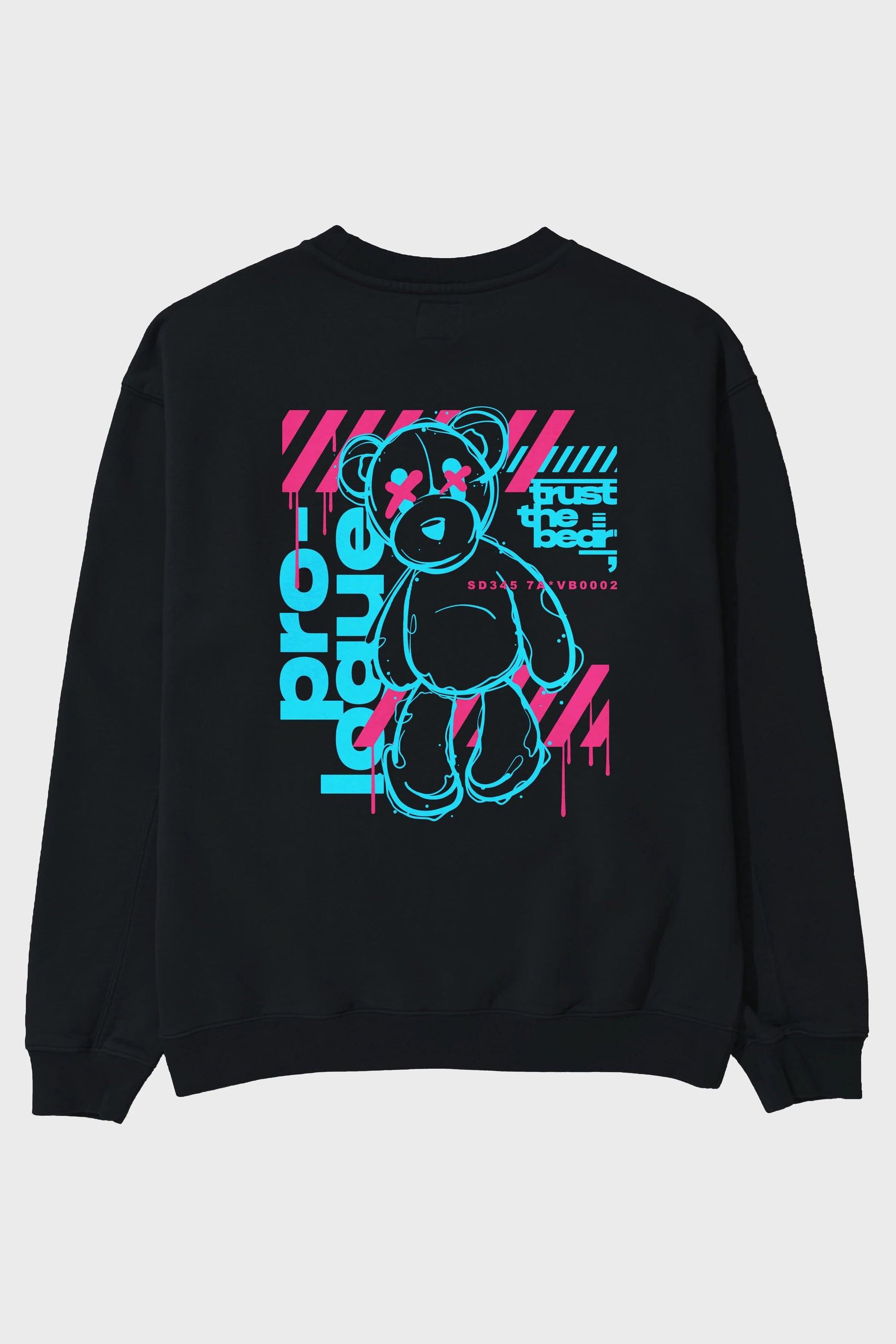 Trust The Bear Arka Baskılı Oversize Sweatshirt Erkek Kadın Unisex