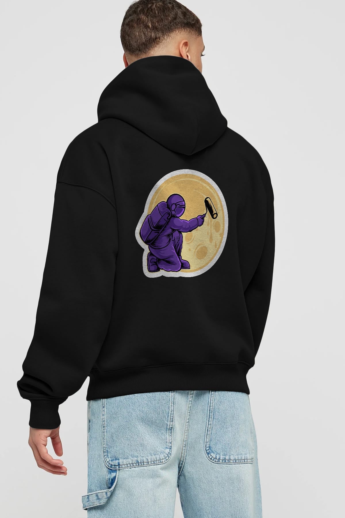 Astropaint Sticker Arka Baskılı Hoodie Oversize Kapüşonlu Sweatshirt Erkek Kadın Unisex