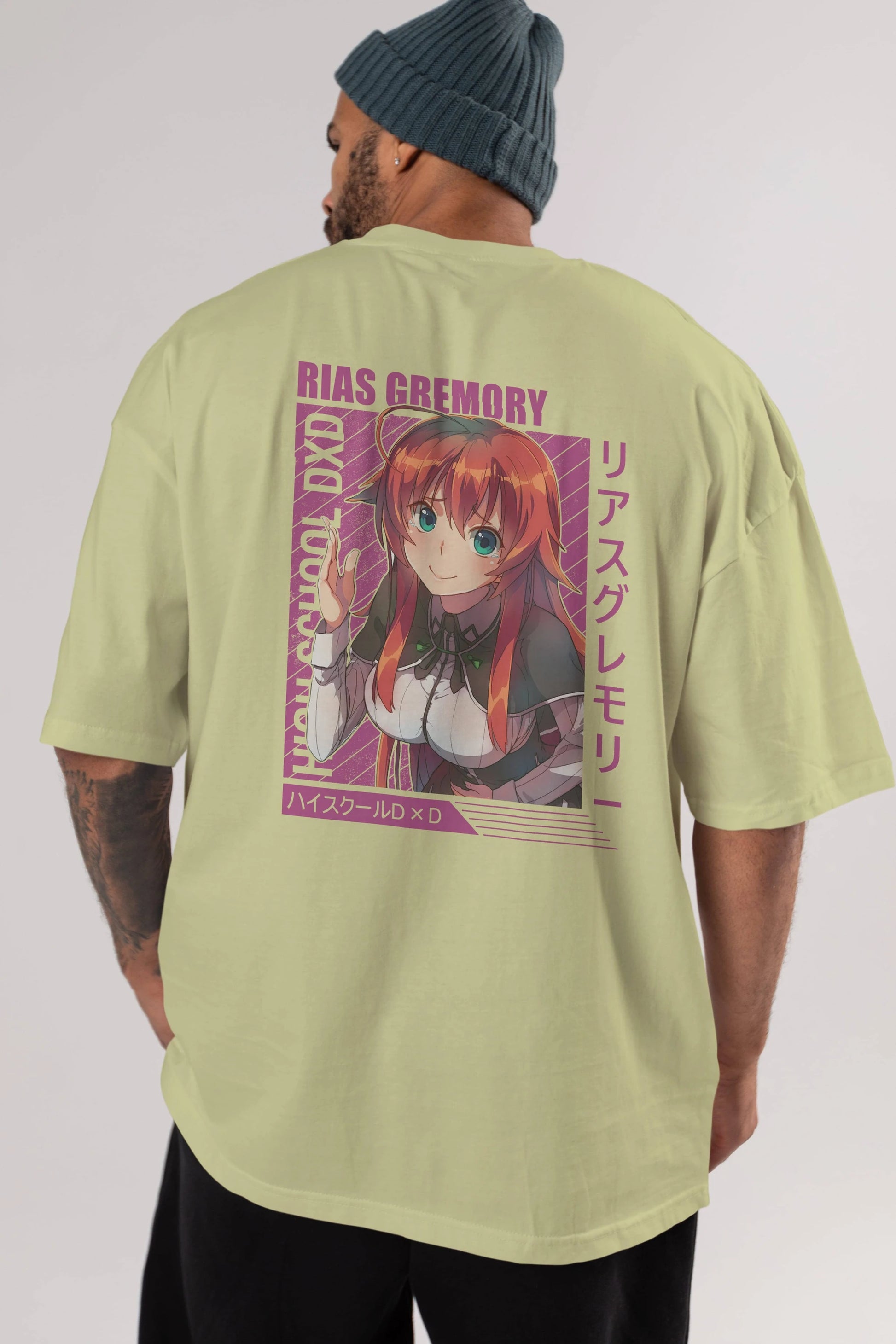 Rias Gremory 10 Anime Arka Baskılı Oversize t-shirt Erkek Kadın Unisex