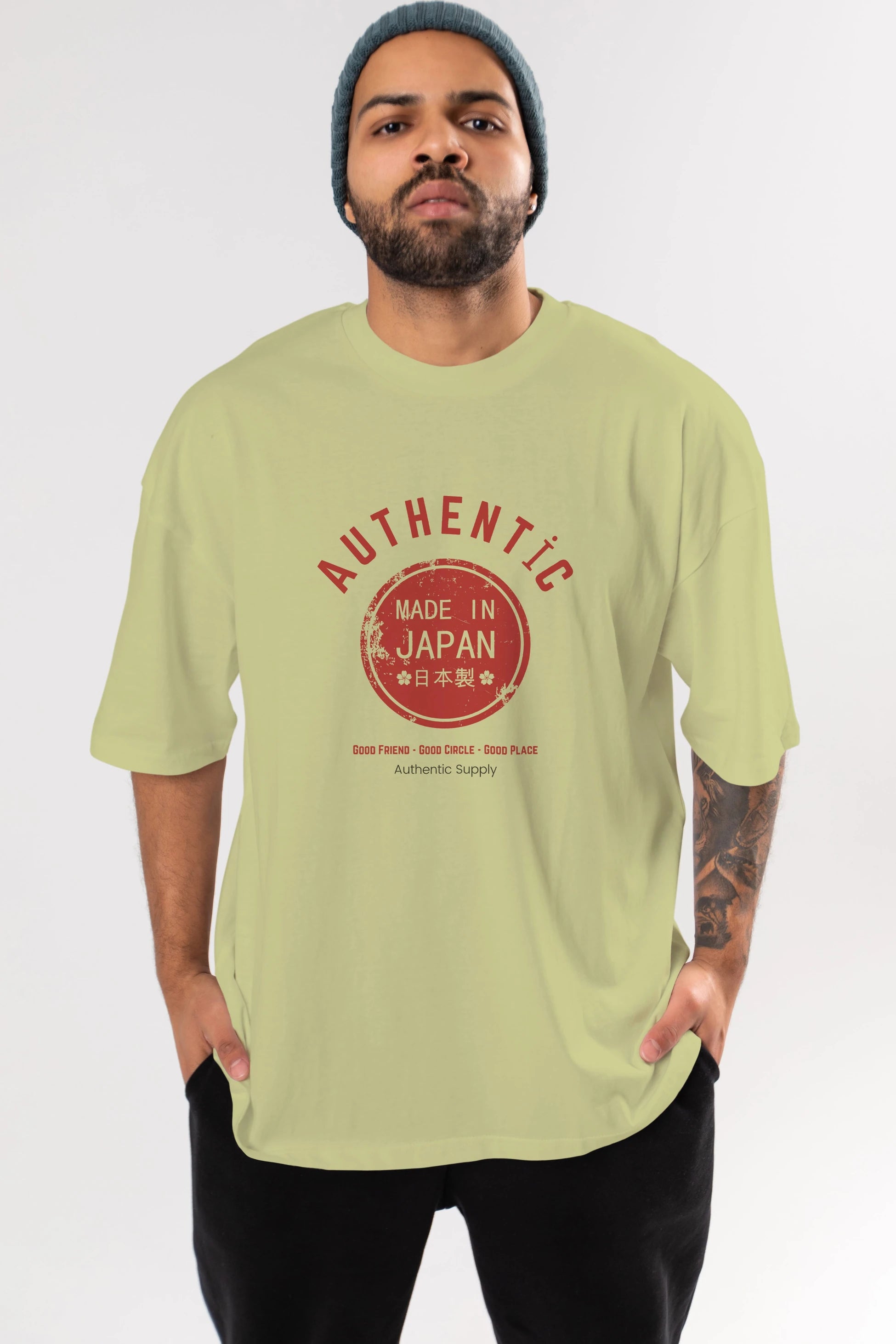 Authentic Japan Style Ön Baskılı Oversize t-shirt Erkek Kadın Unisex
