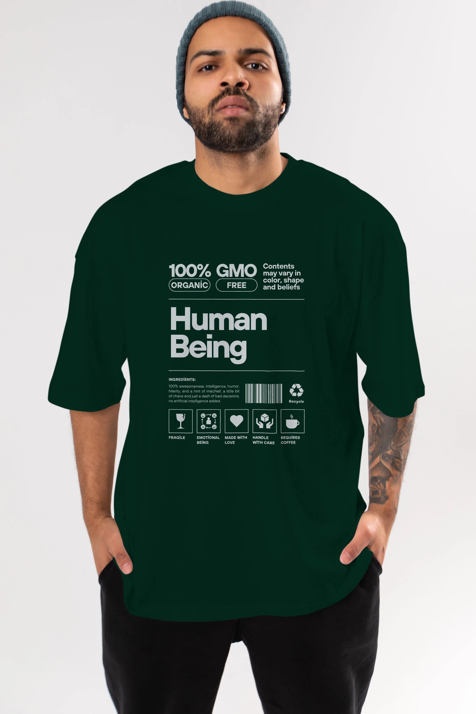 Human Being Ön Baskılı Oversize t-shirt Erkek Kadın Unisex