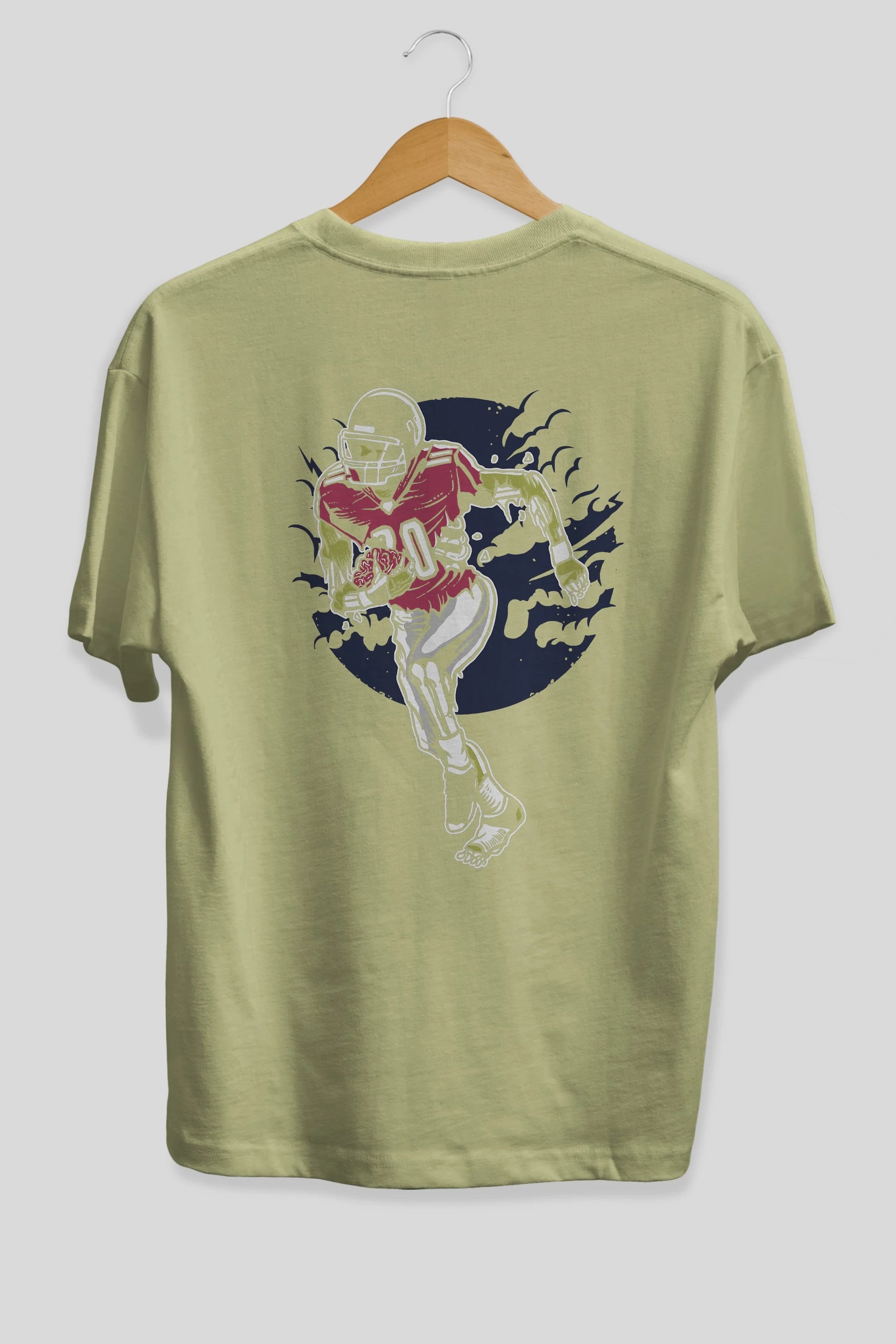 Zombie Football Arka Baskılı Oversize t-shirt Erkek Kadın Unisex %100 Pamuk