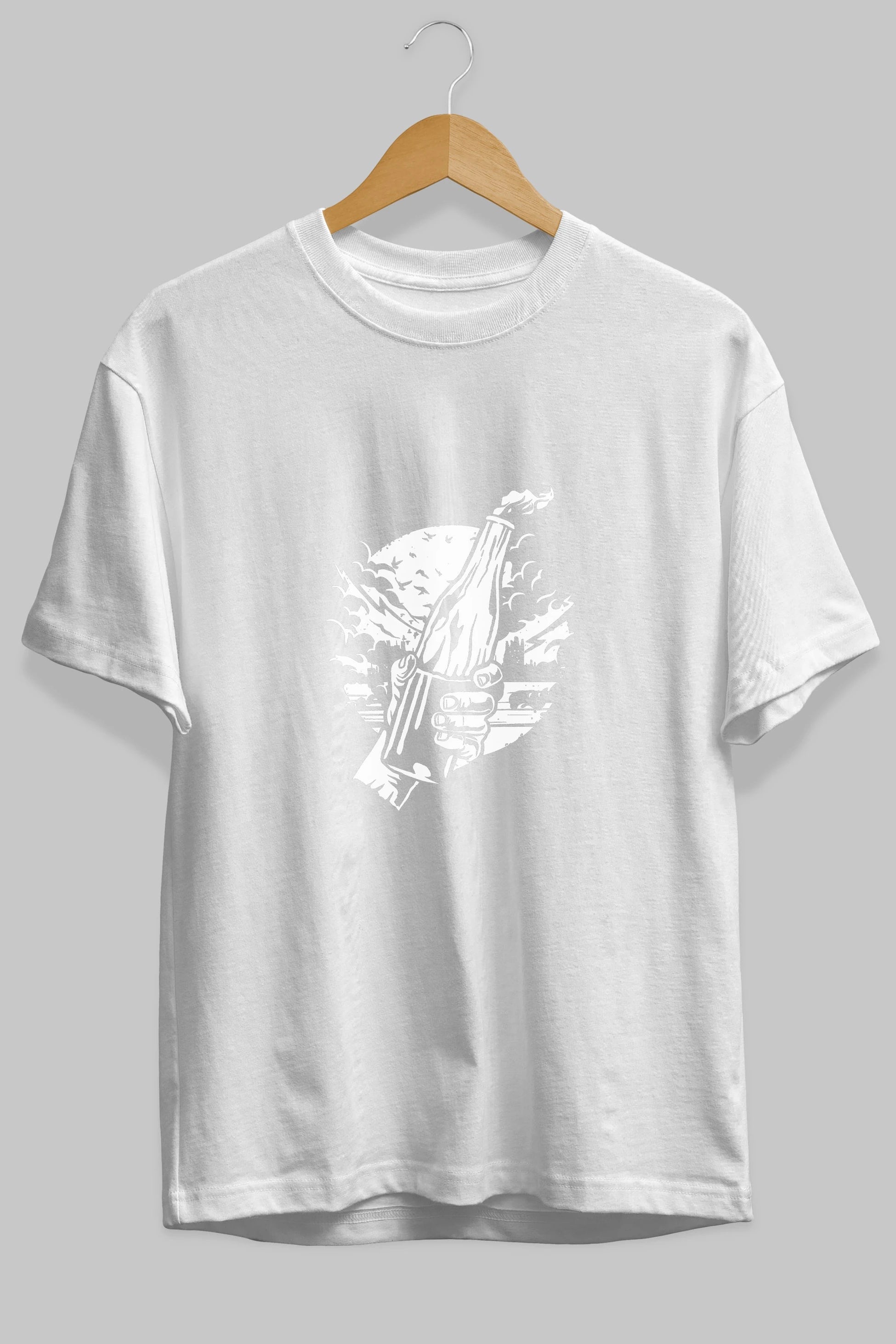 Molotov Cocktail Ön Baskılı Oversize t-shirt Erkek Kadın Unisex %100 Pamuk tişort