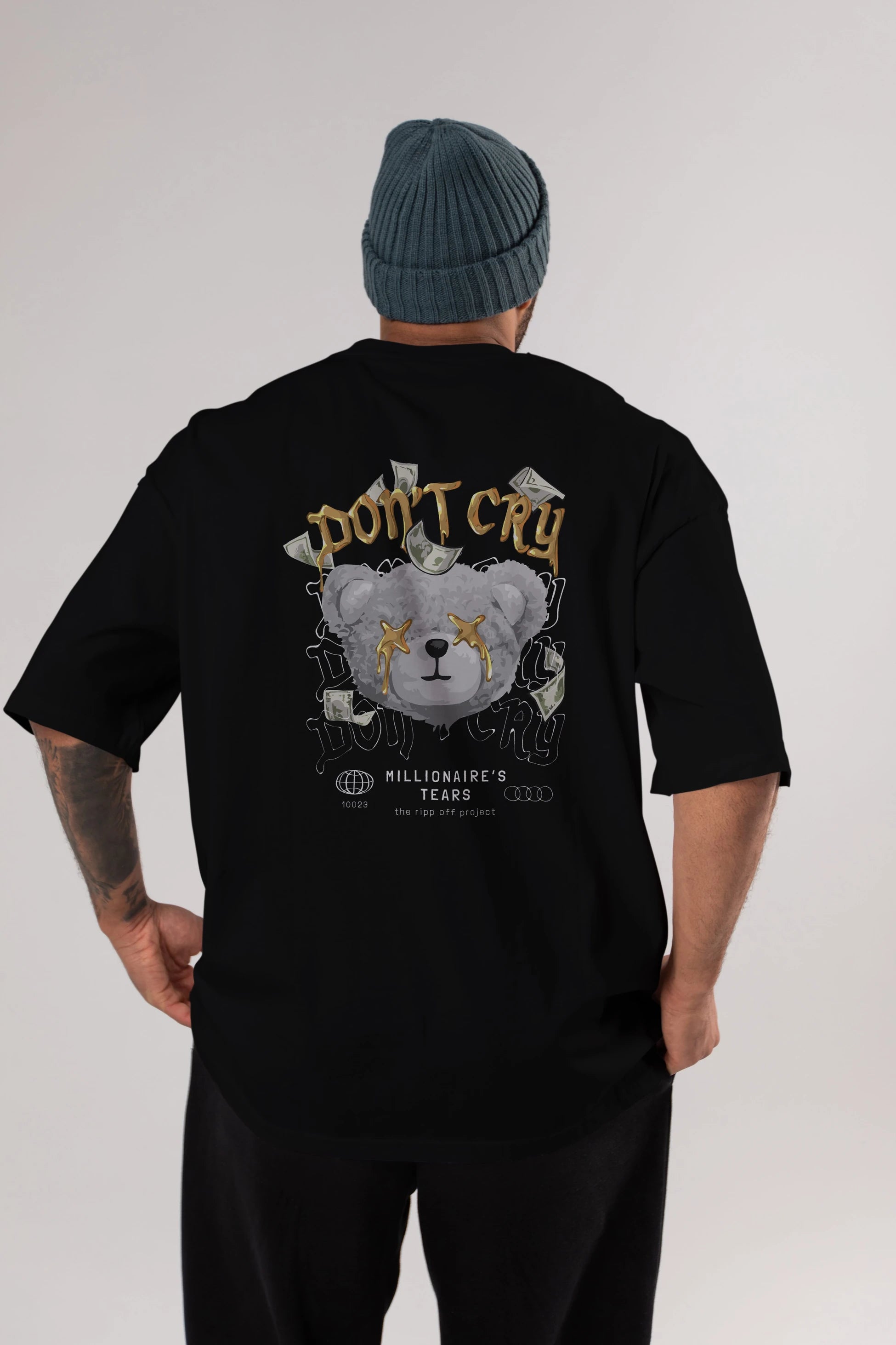 Dont Cry Bear Arka Baskılı Oversize t-shirt Erkek Kadın Unisex