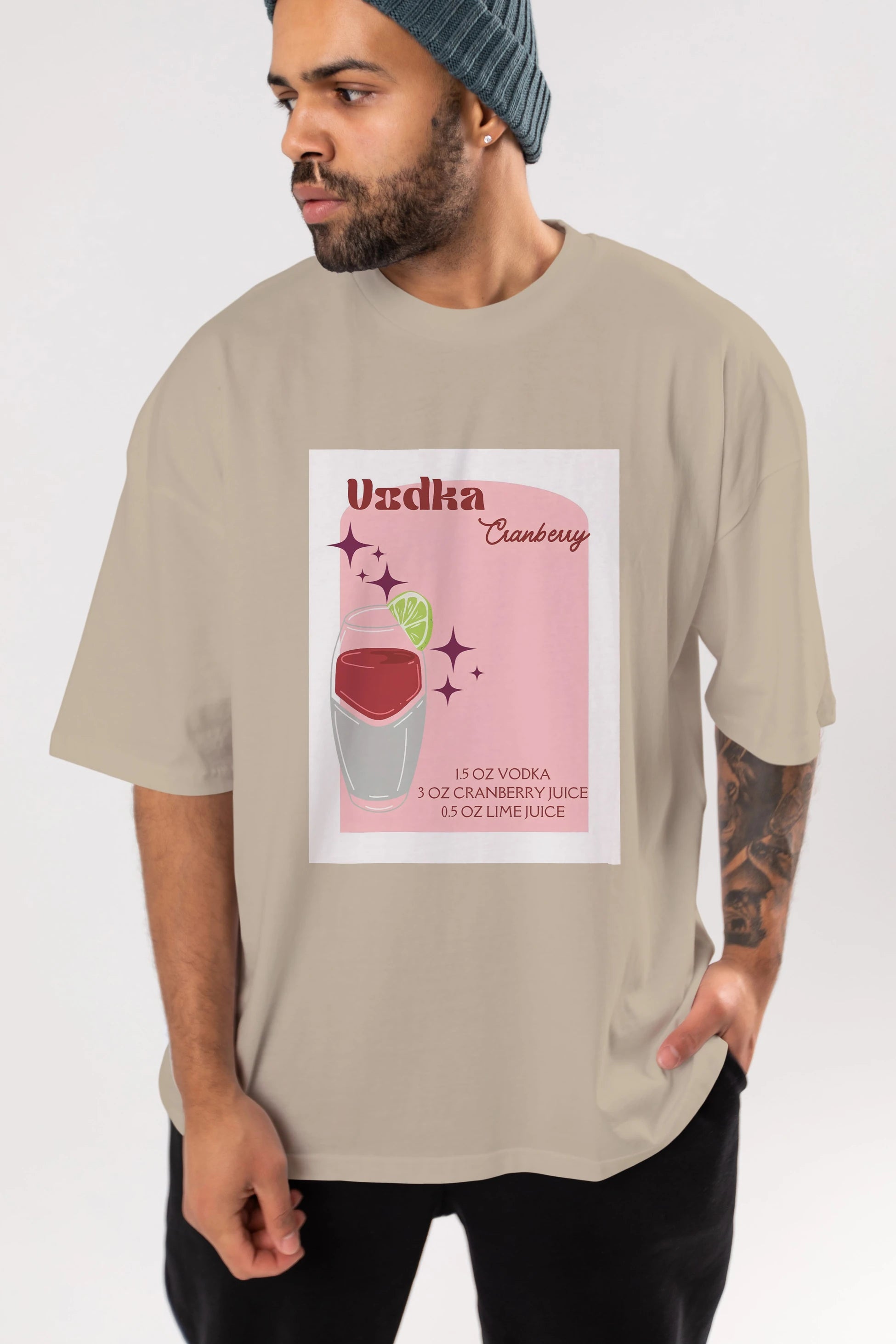 Vodka Cranberry 2 Ön Baskılı Oversize t-shirt Erkek Kadın Unisex %100 Pamuk Bisiklet Yaka tişort