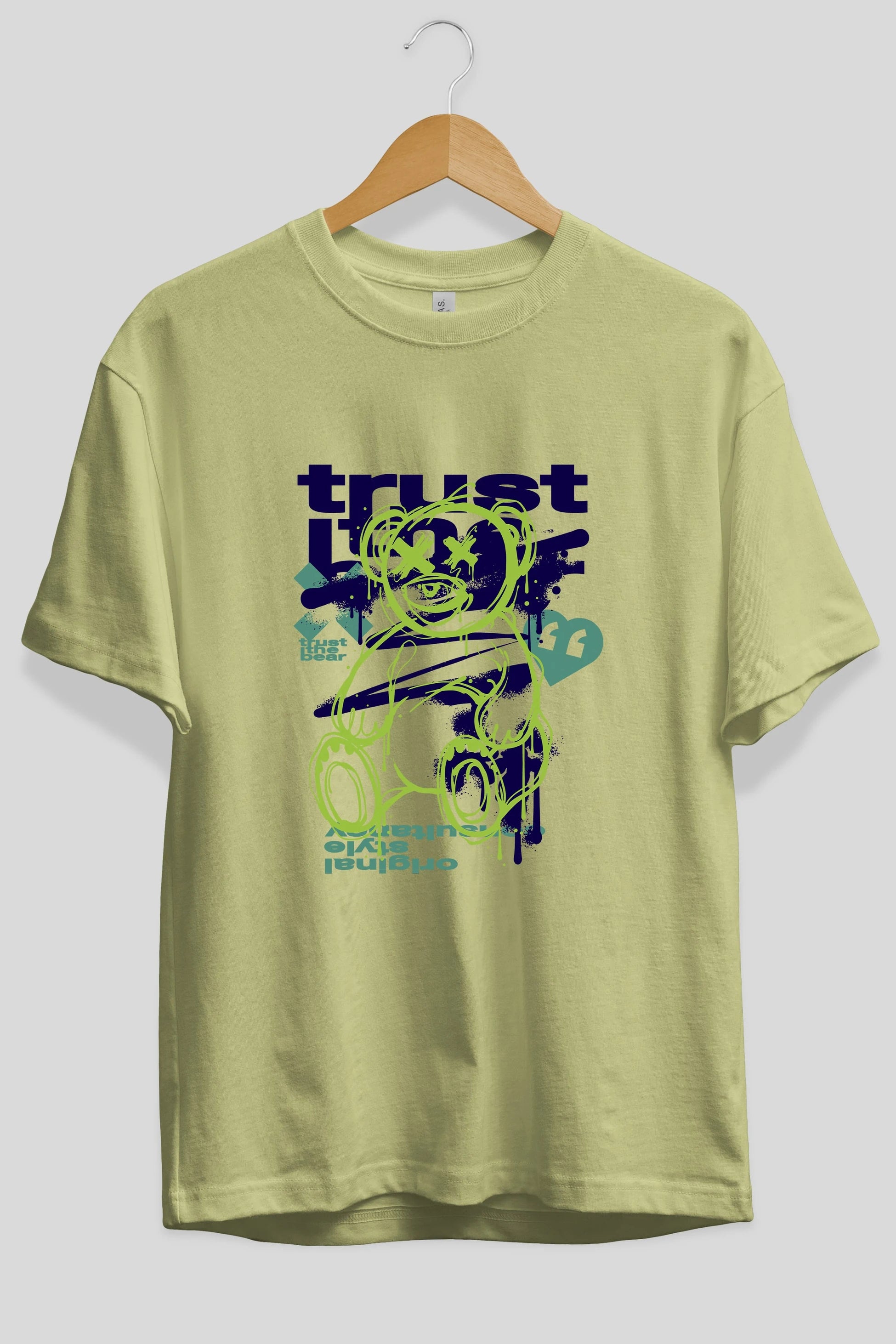Trust The Bear 3 Ön Baskılı Oversize t-shirt Erkek Kadın Unisex